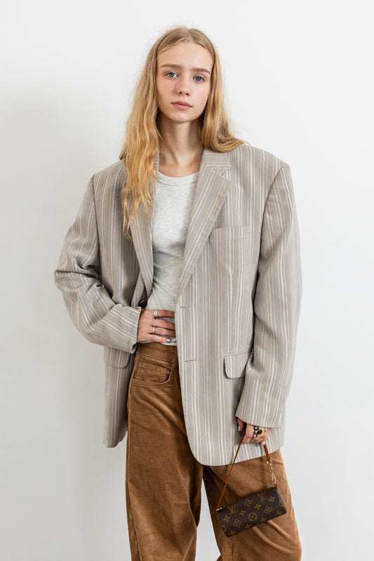 Vintage Light Grey Corduroy Blazer
