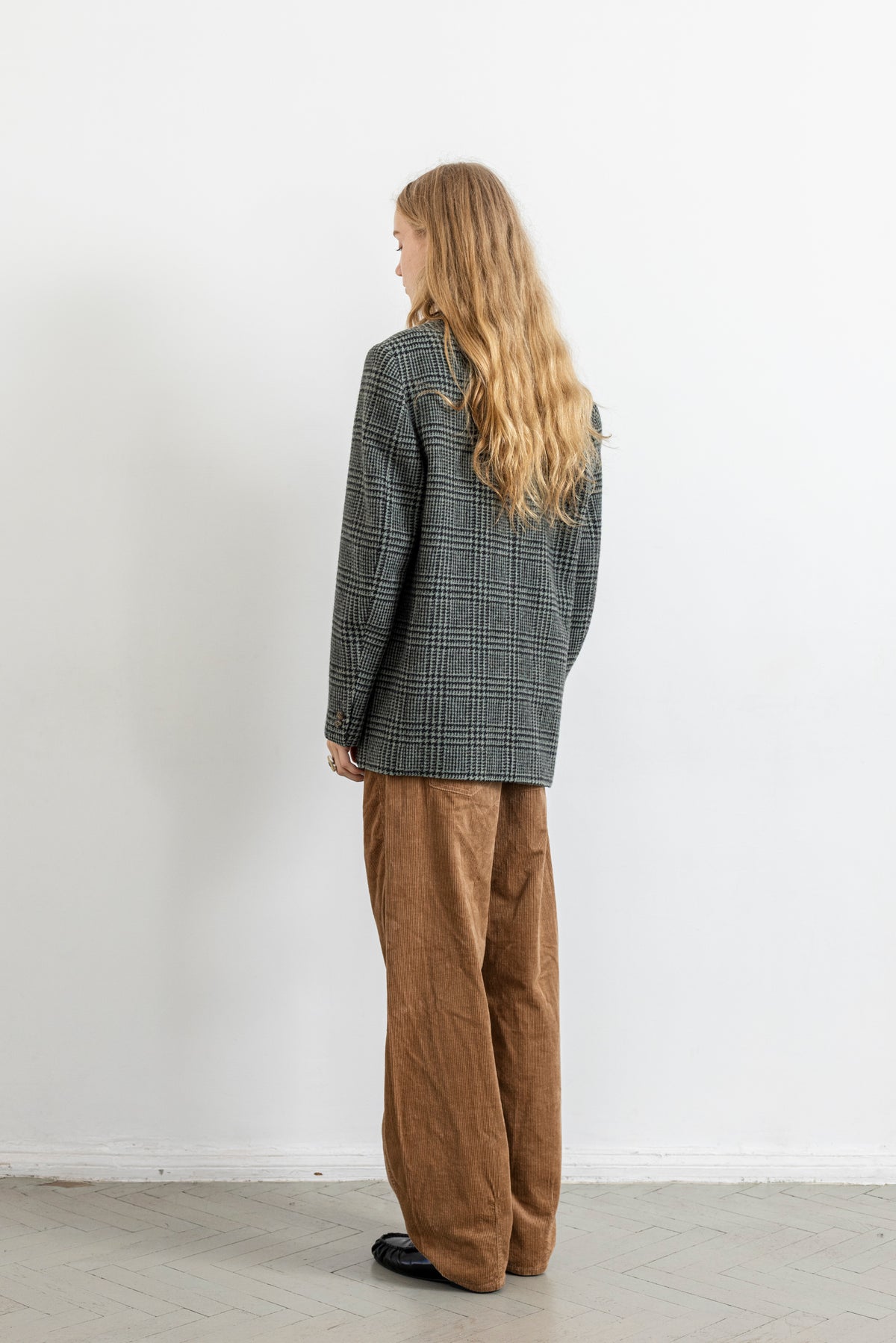 Vintage Plaid Light Green Wool Blazer