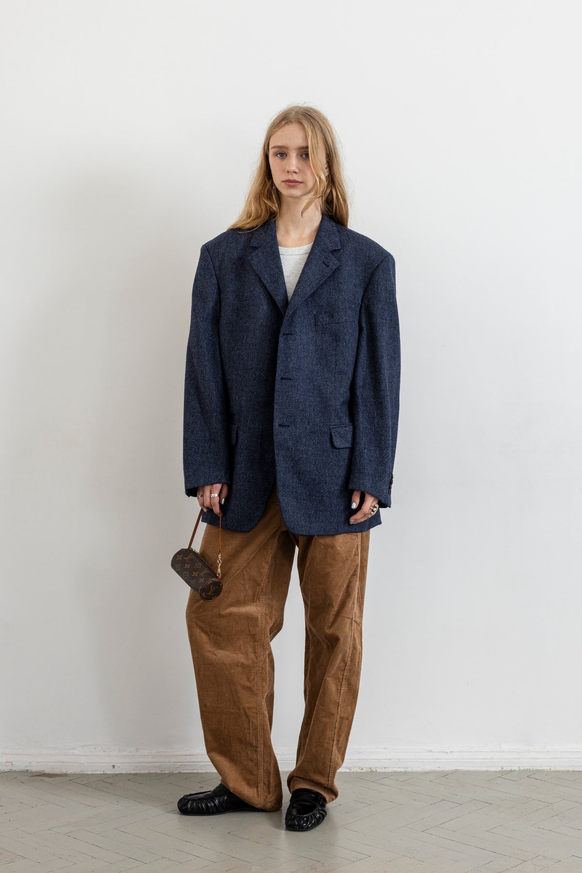 Vintage Blue Wool Cashmere Blazer