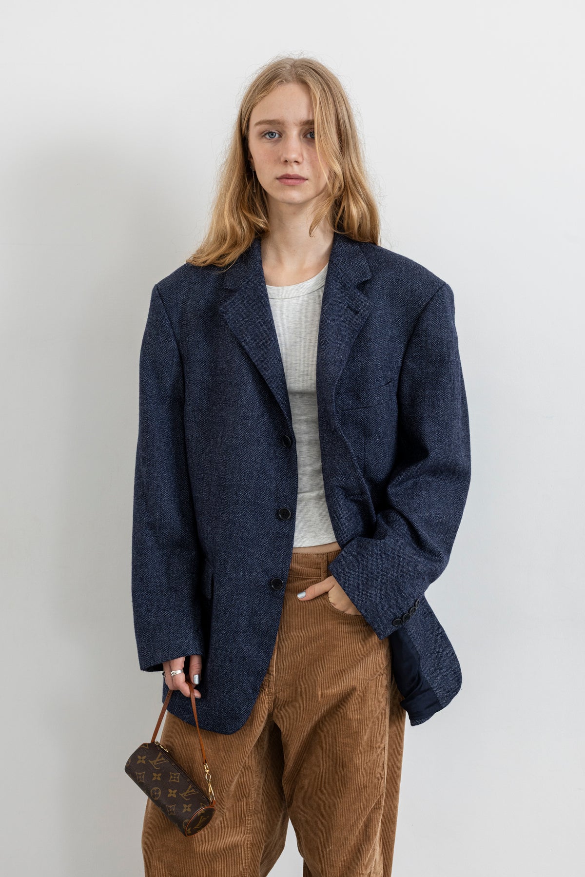 Vintage Blue Wool Cashmere Blazer