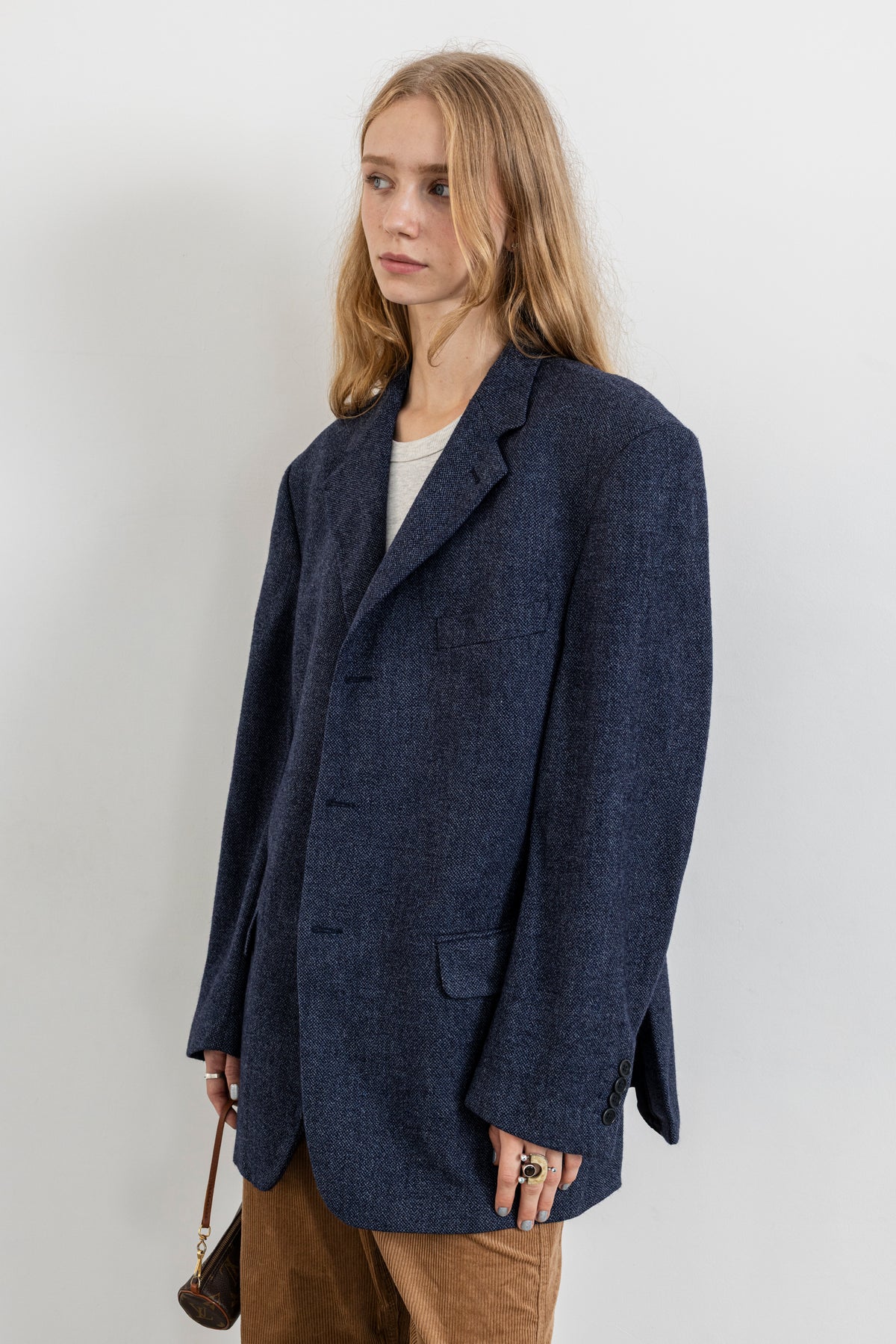 Vintage Blue Wool Cashmere Blazer