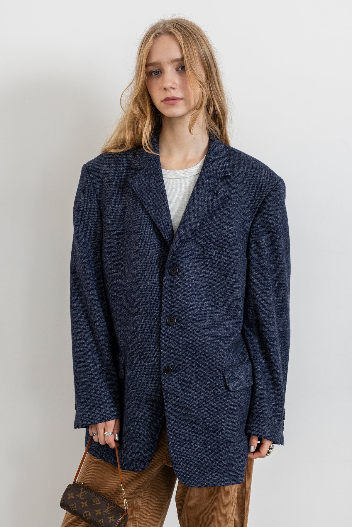 Vintage Blue Wool Cashmere Blazer
