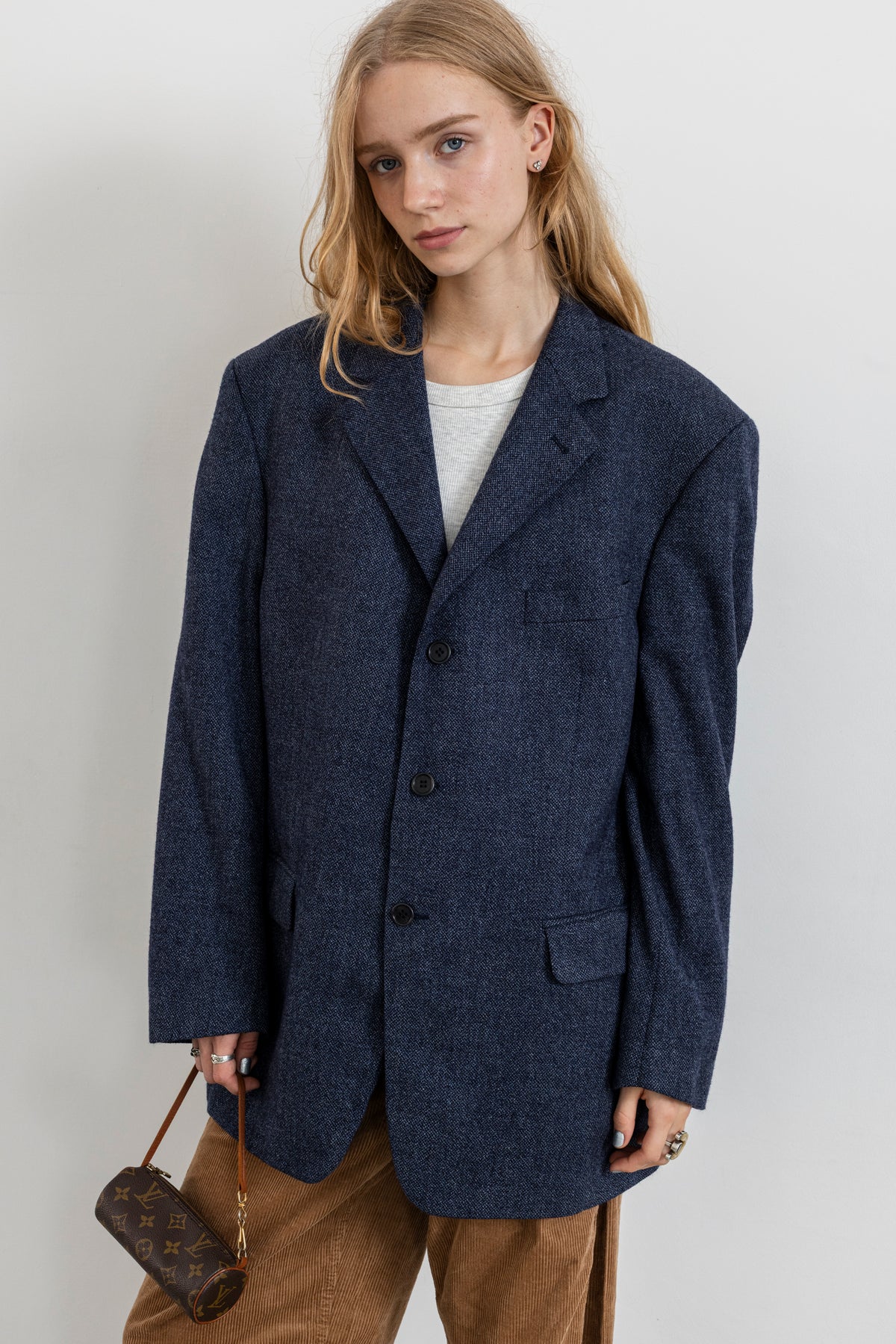 Vintage Blue Wool Cashmere Blazer