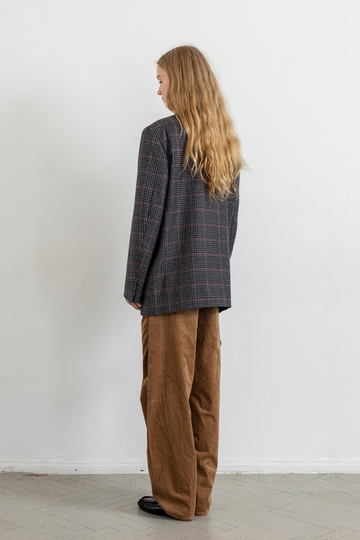 Vintage Grey Houndstooth 100% Wool Blazer