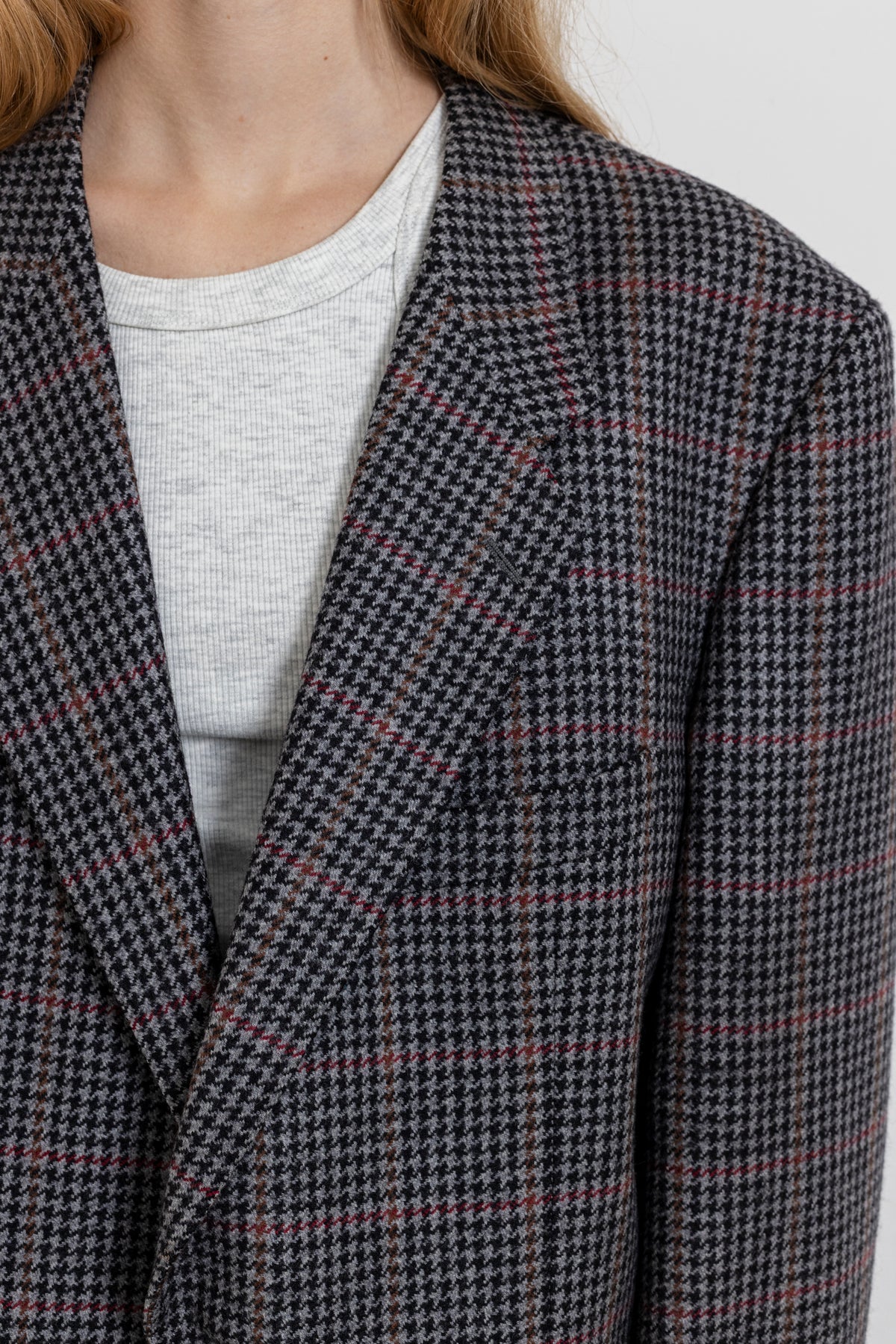 Vintage Grey Houndstooth 100% Wool Blazer