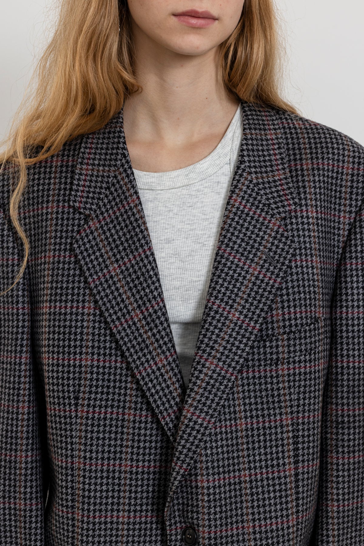 Vintage Grey Houndstooth 100% Wool Blazer