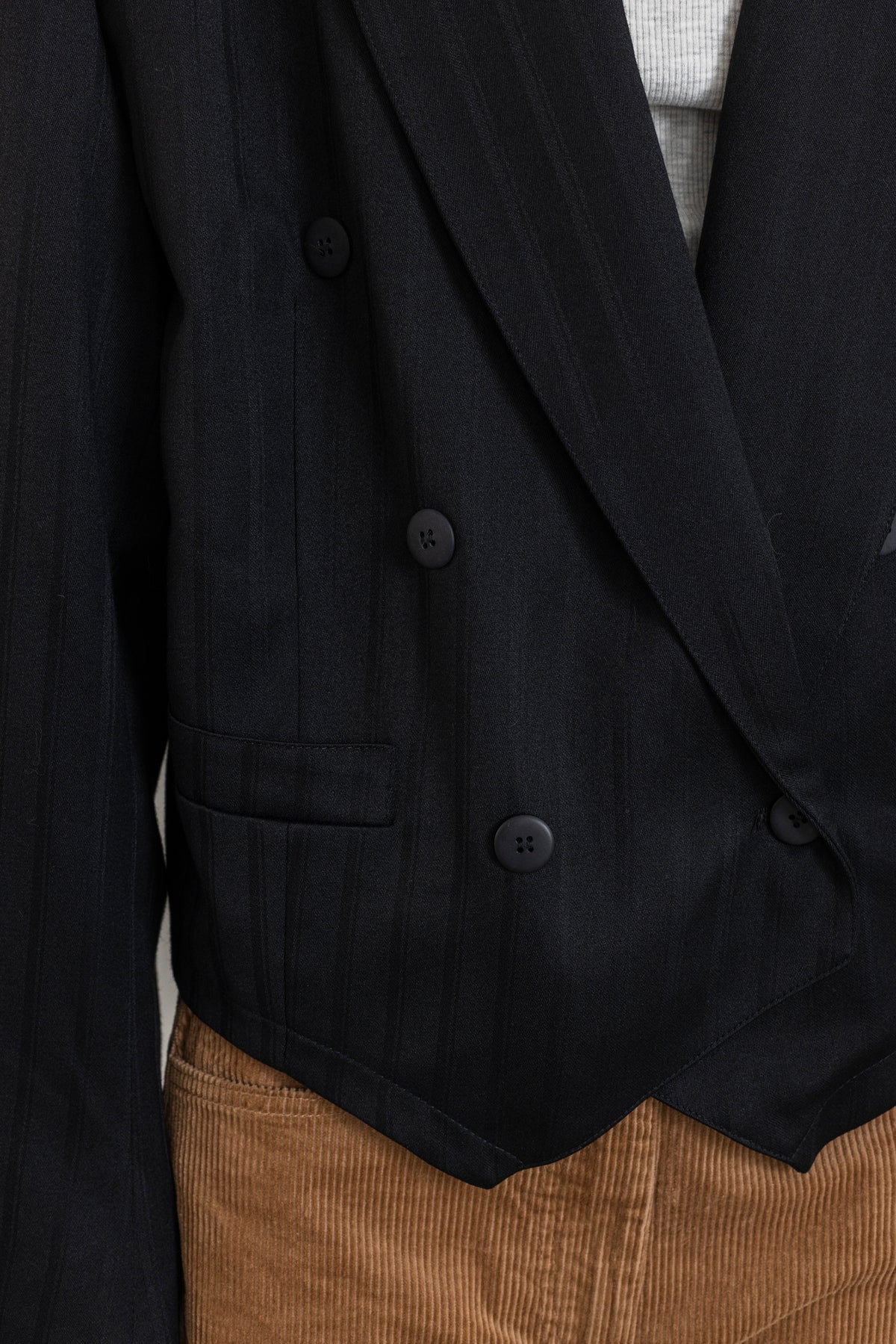 Vintage Black Striped Cropped Blazer