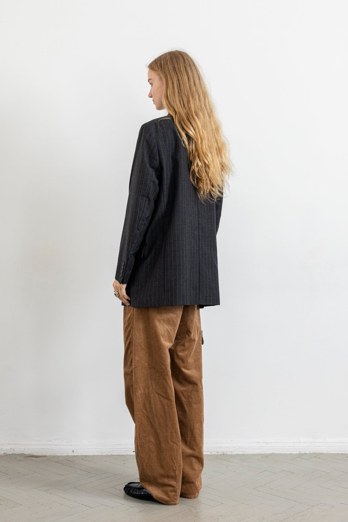 Vintage Grey Pinstripe 100% Wool Blazer