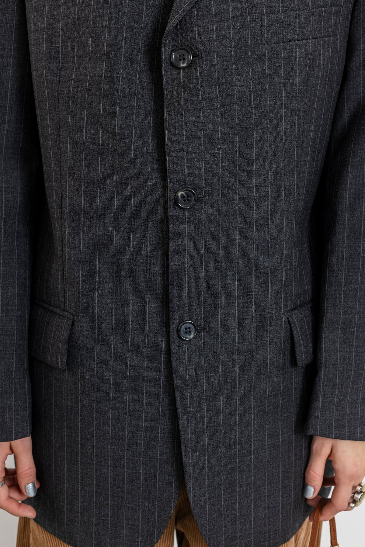 Vintage Grey Pinstripe 100% Wool Blazer