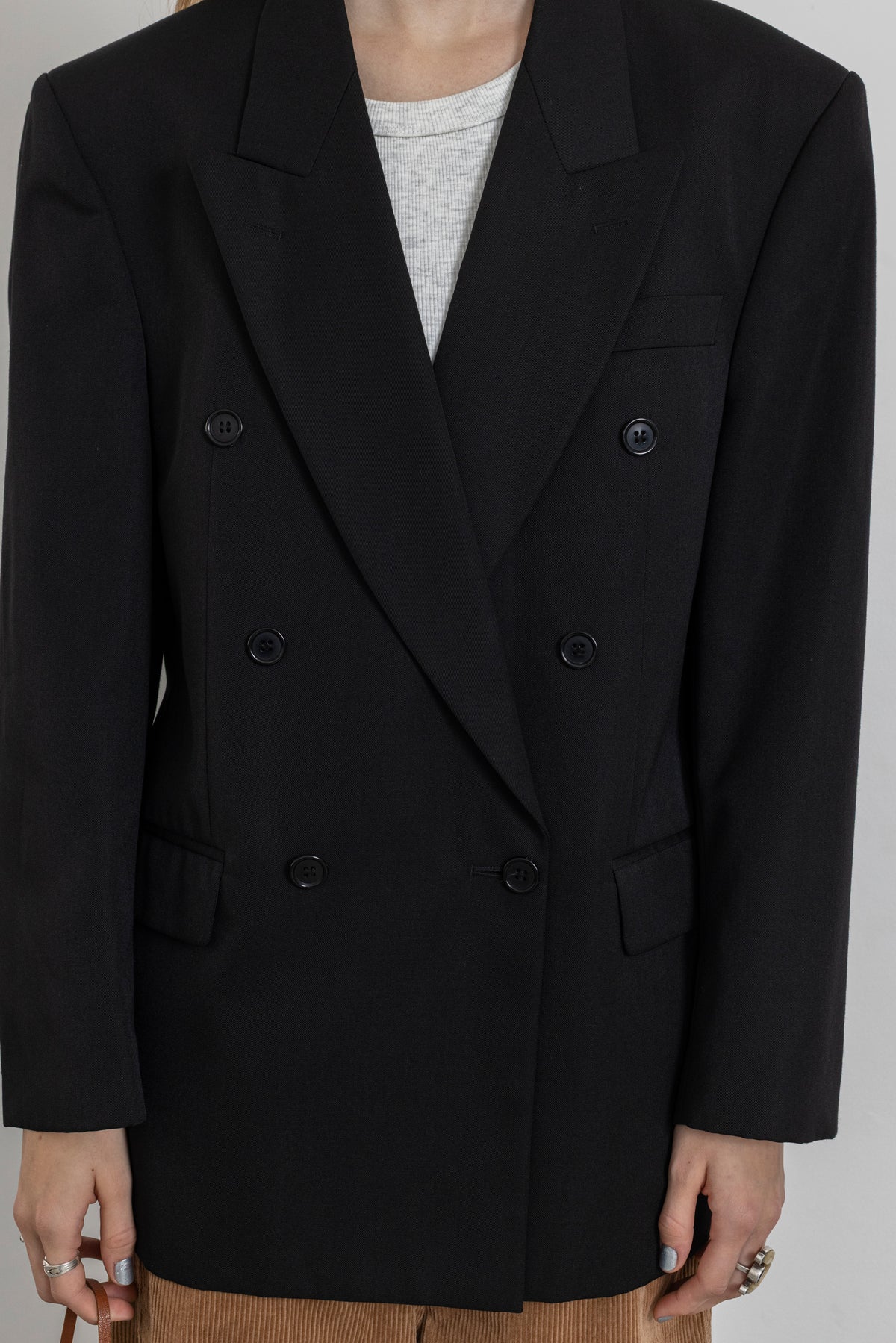 Vintage Black Double Breasted Wool Blazer