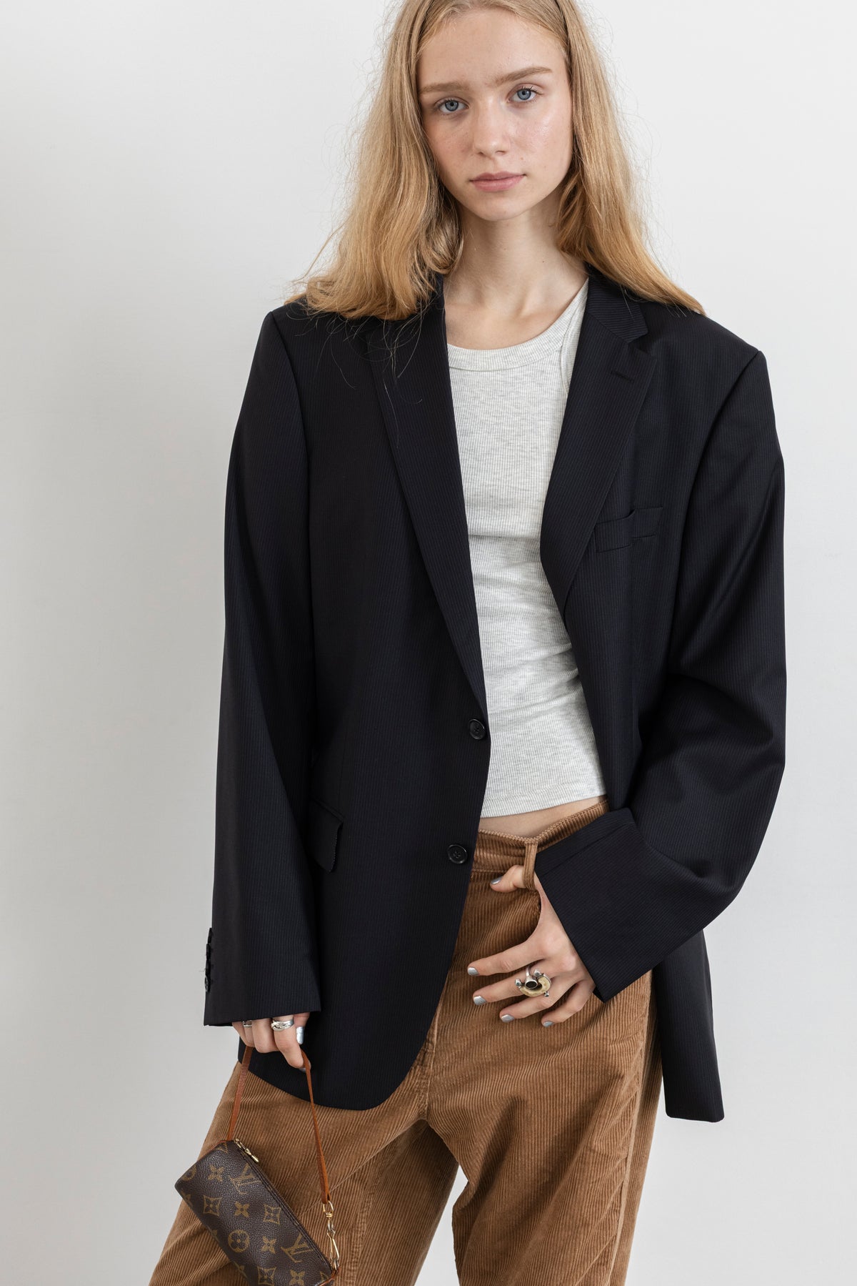 Vintage Pierre Cardin Navy Striped Wool Blazer