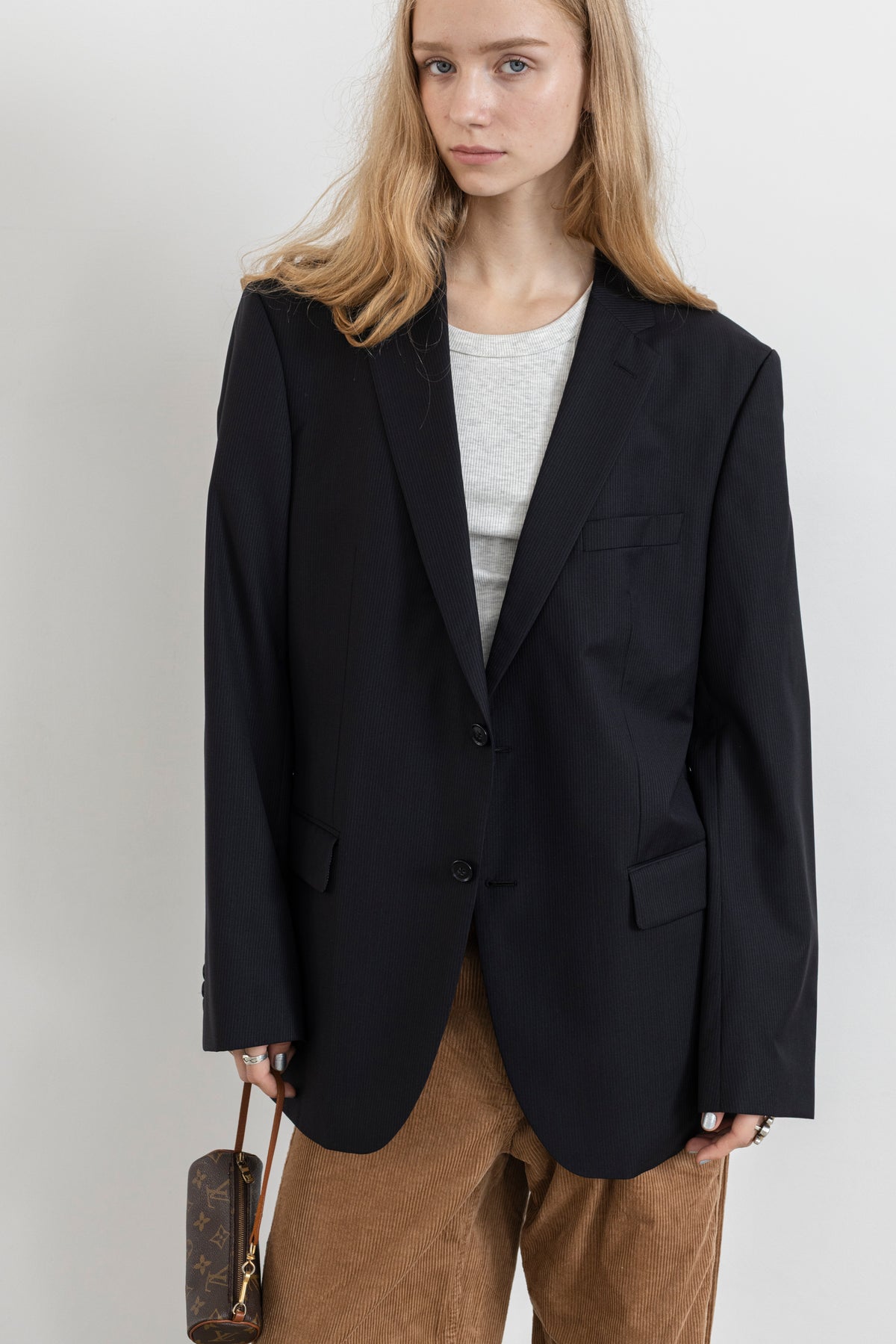 Vintage Pierre Cardin Navy Striped Wool Blazer
