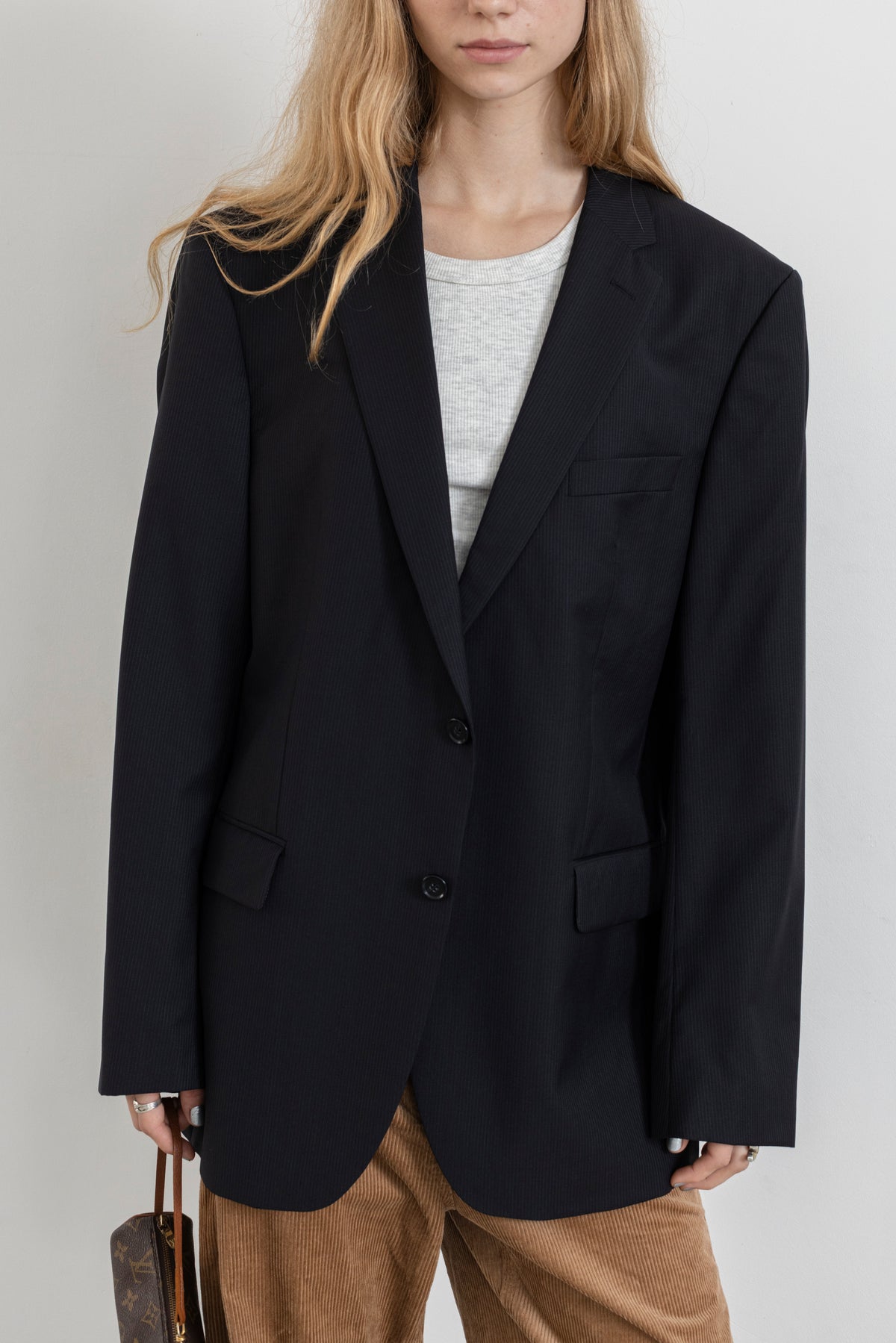 Vintage Pierre Cardin Navy Striped Wool Blazer