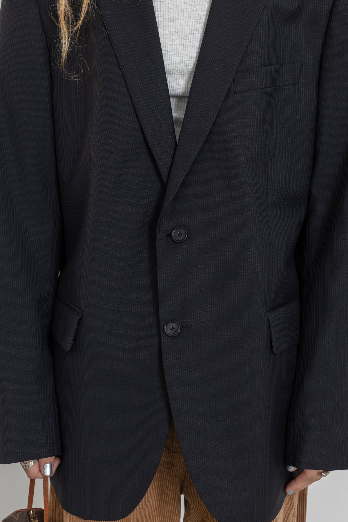 Vintage Pierre Cardin Navy Striped Wool Blazer