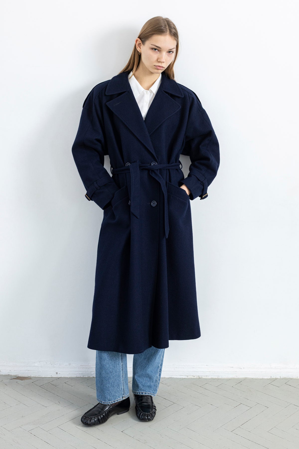 Vintage Navy Wool Coat