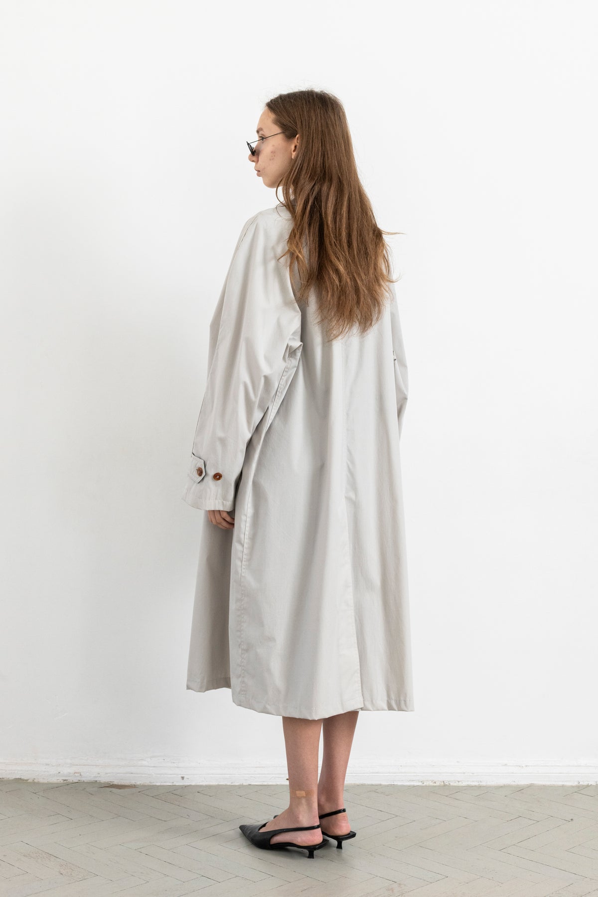 Vintage Light Grey Minimal Trench Coat