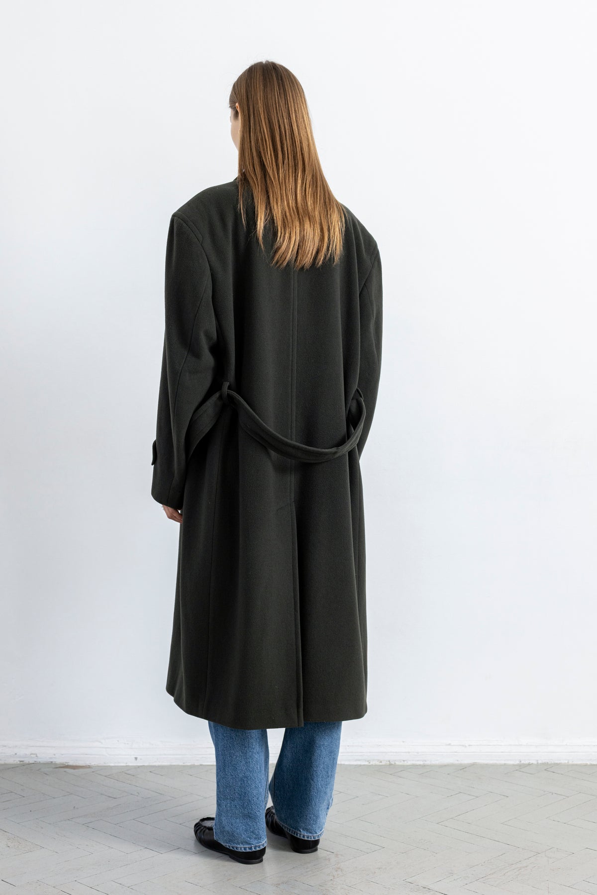 Vintage Khaki Green Wool Cashmere Coat