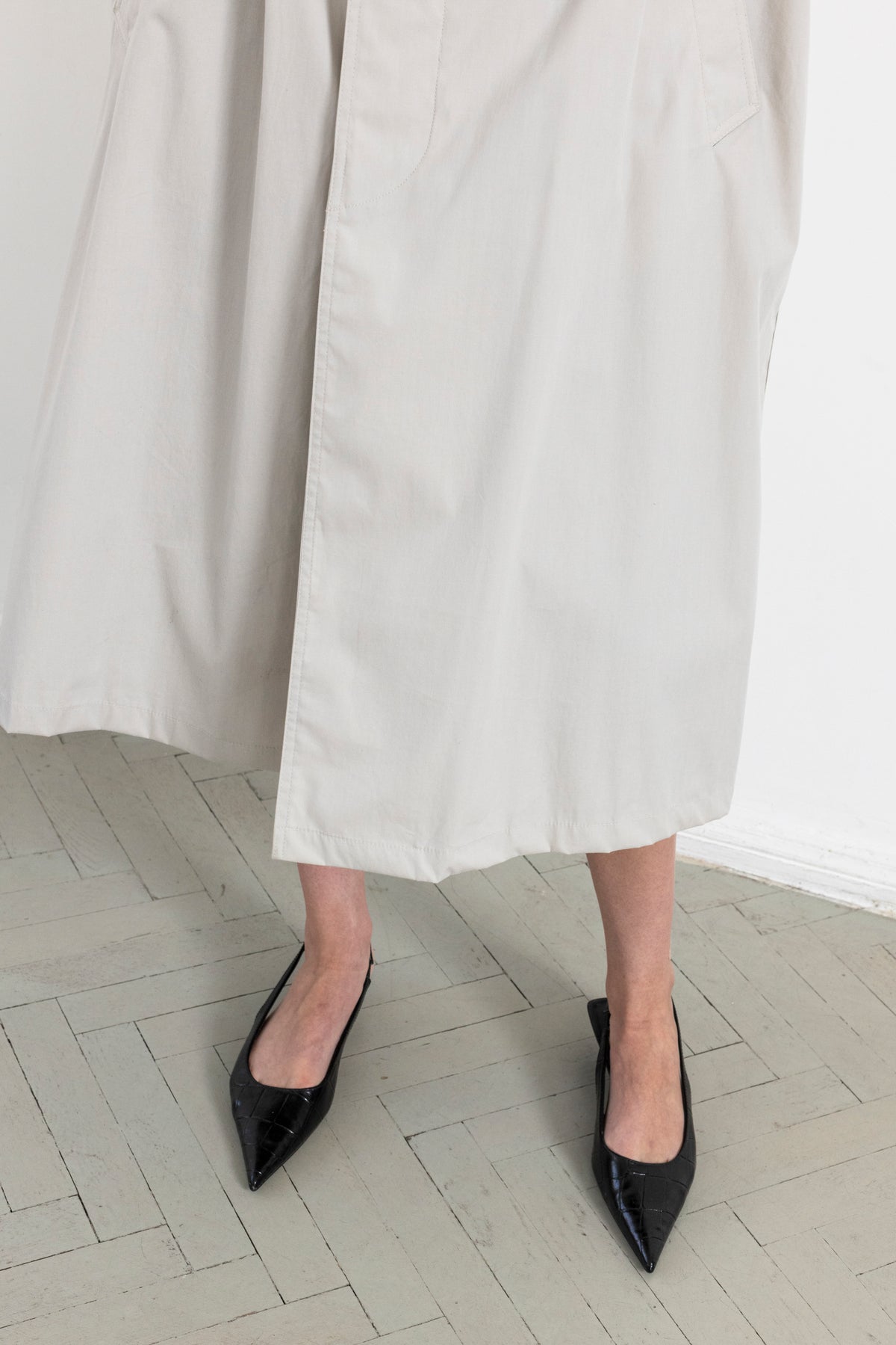 Vintage Light Grey Minimal Trench Coat