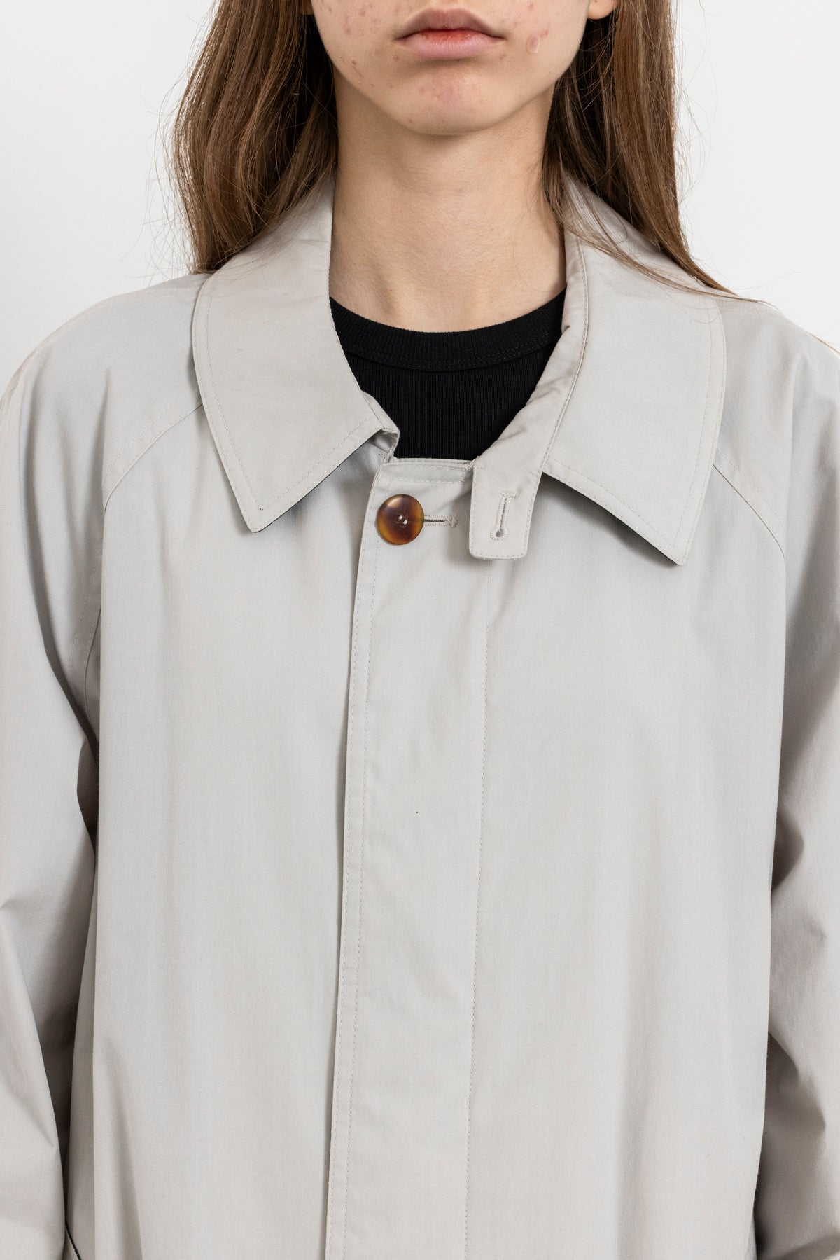 Vintage Light Grey Minimal Trench Coat