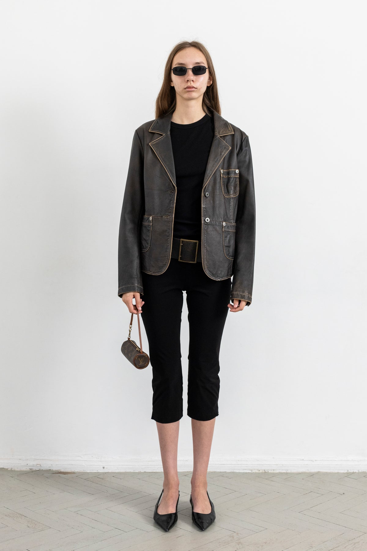 Vintage Brown Faded Seam Leather Jacket