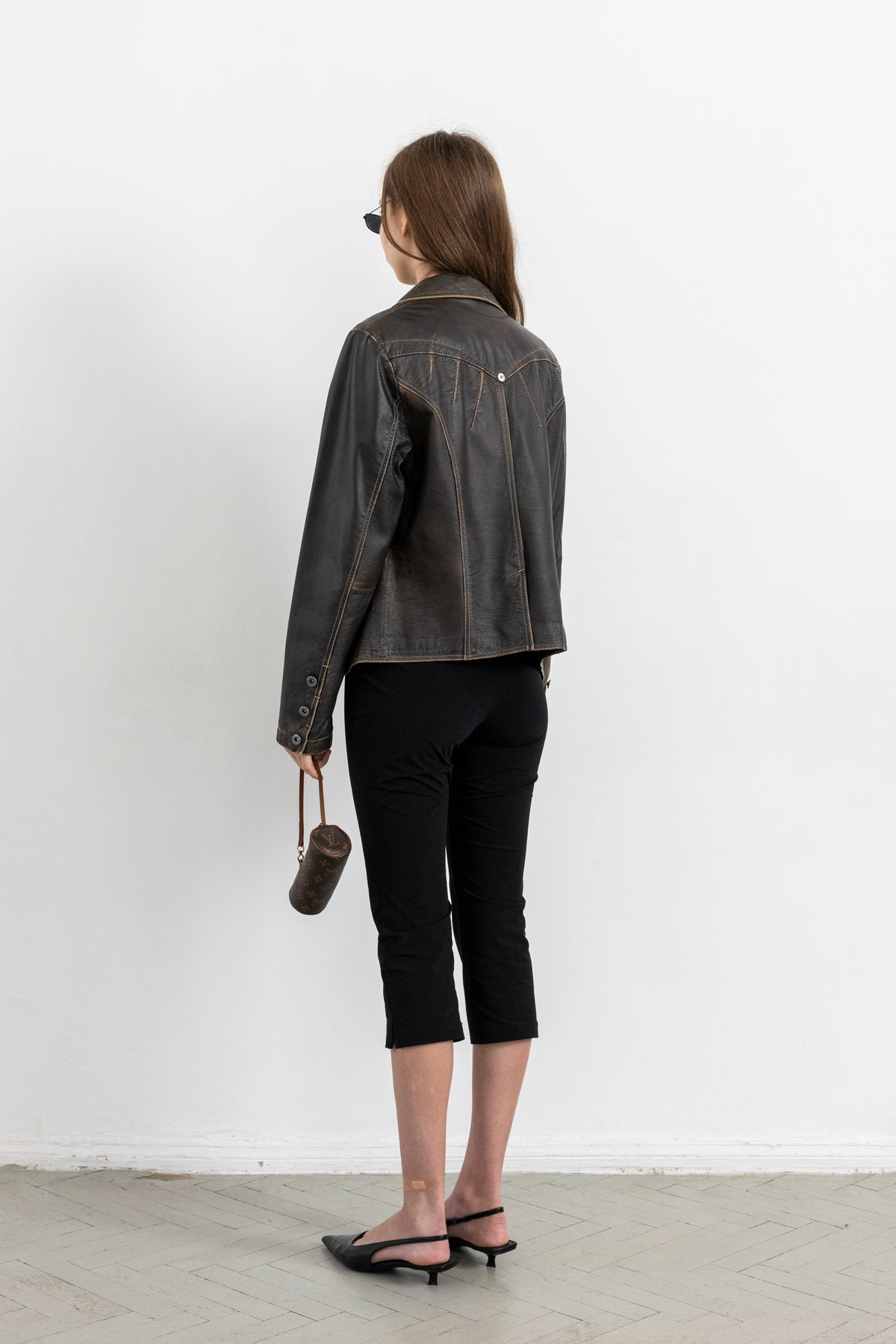 Vintage Brown Faded Seam Leather Jacket