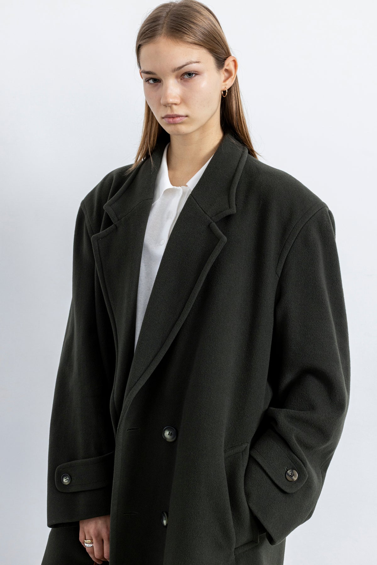 Vintage Khaki Green Wool Cashmere Coat