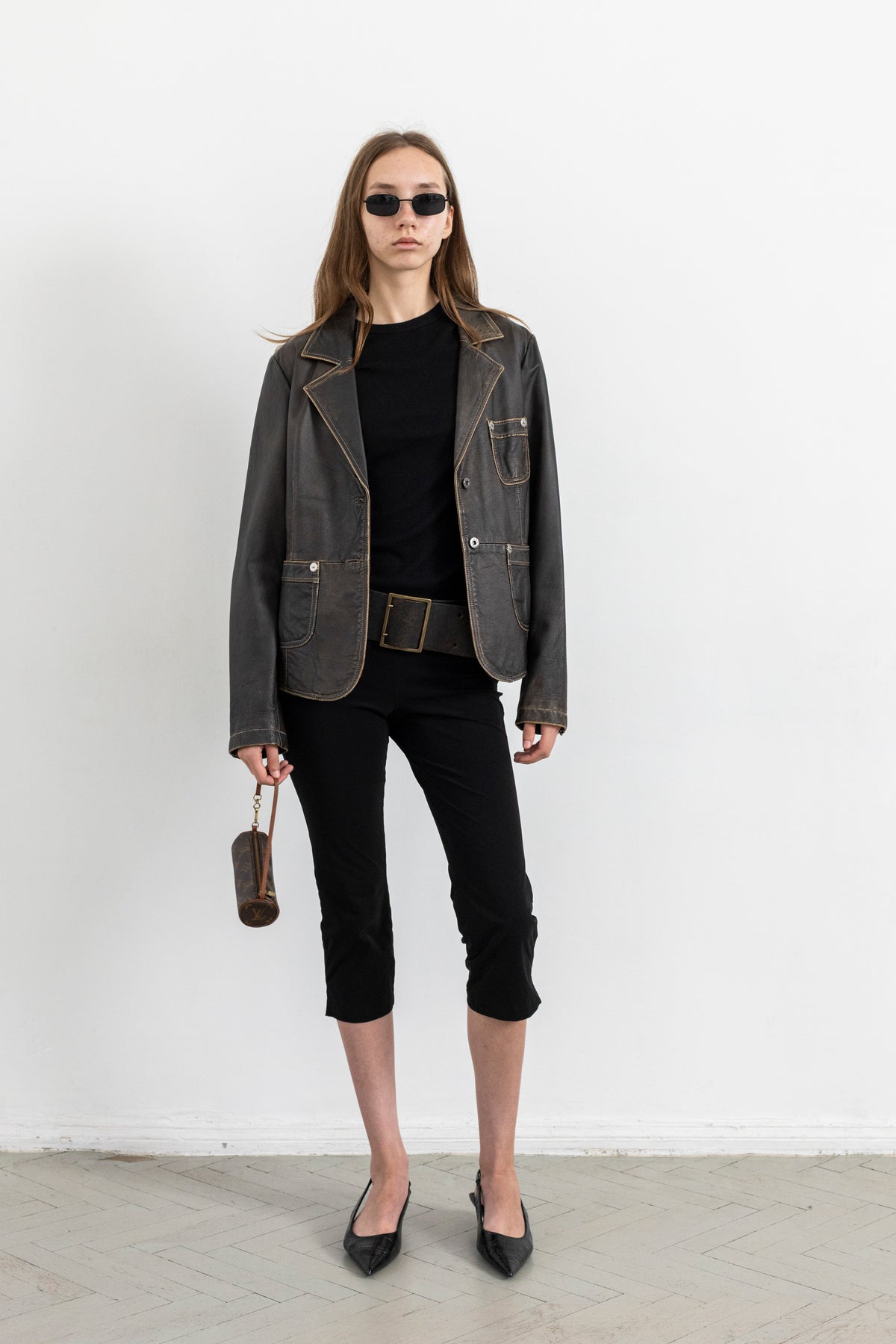 Vintage Brown Faded Seam Leather Jacket