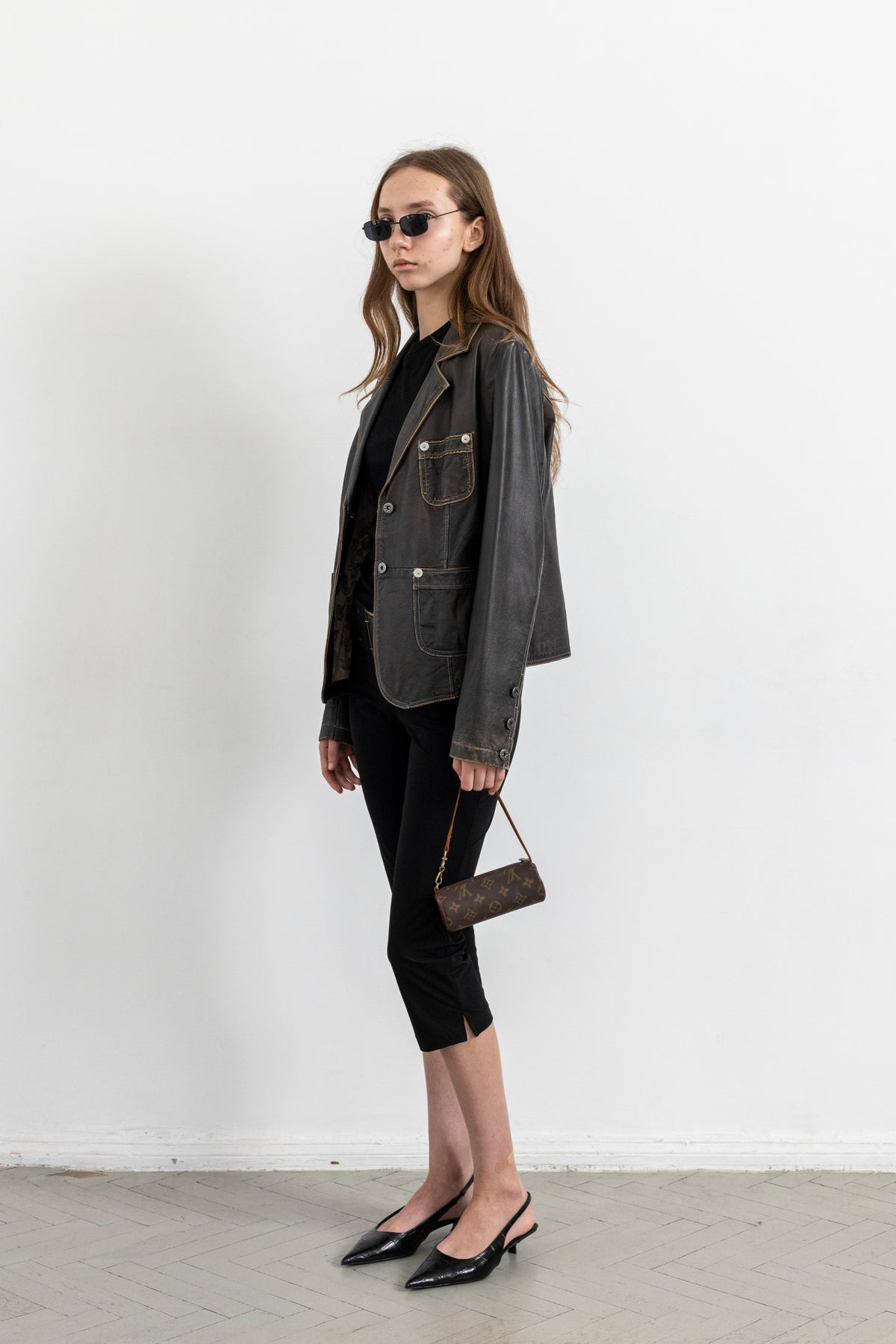 Vintage Brown Faded Seam Leather Jacket