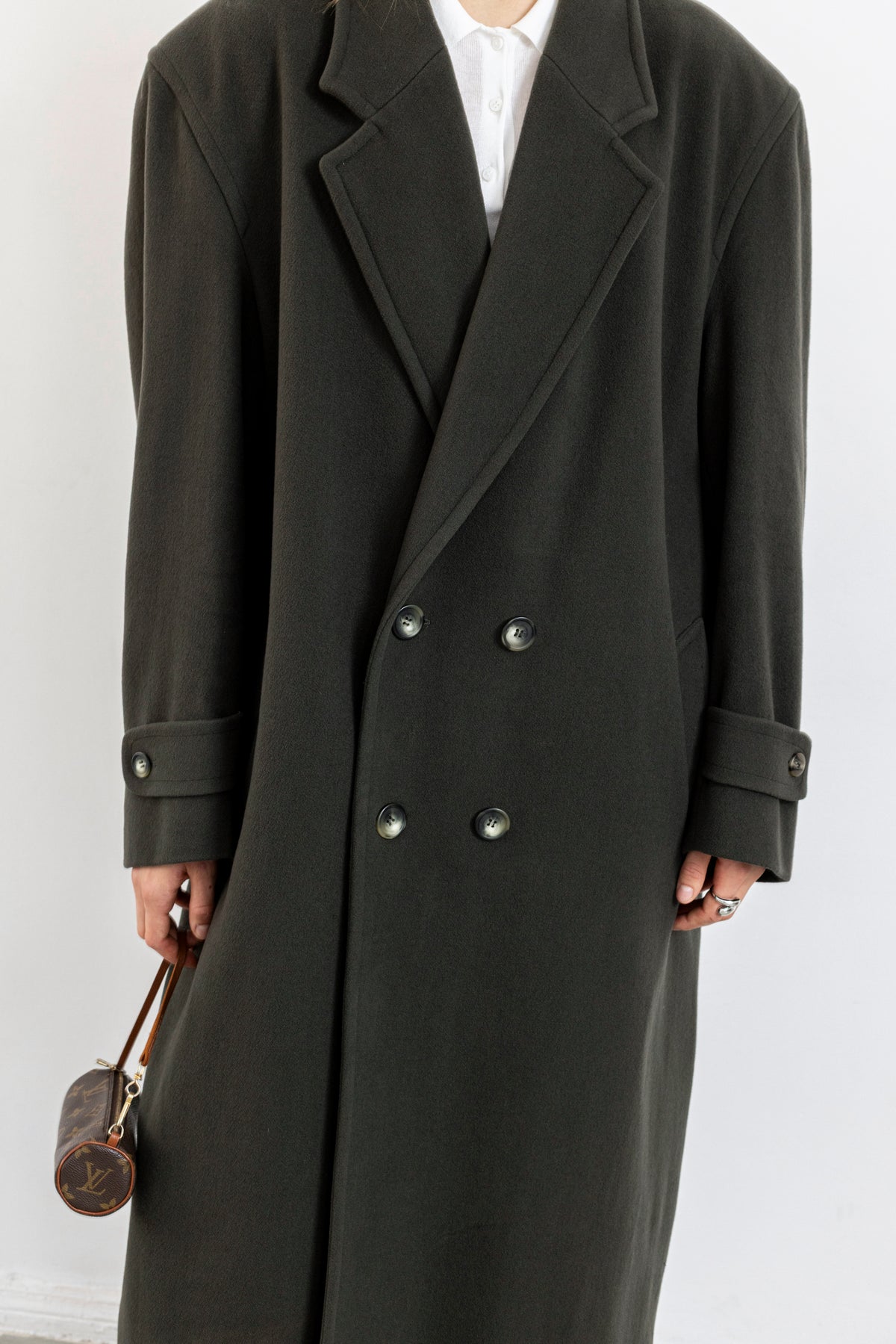 Vintage Khaki Green Wool Cashmere Coat