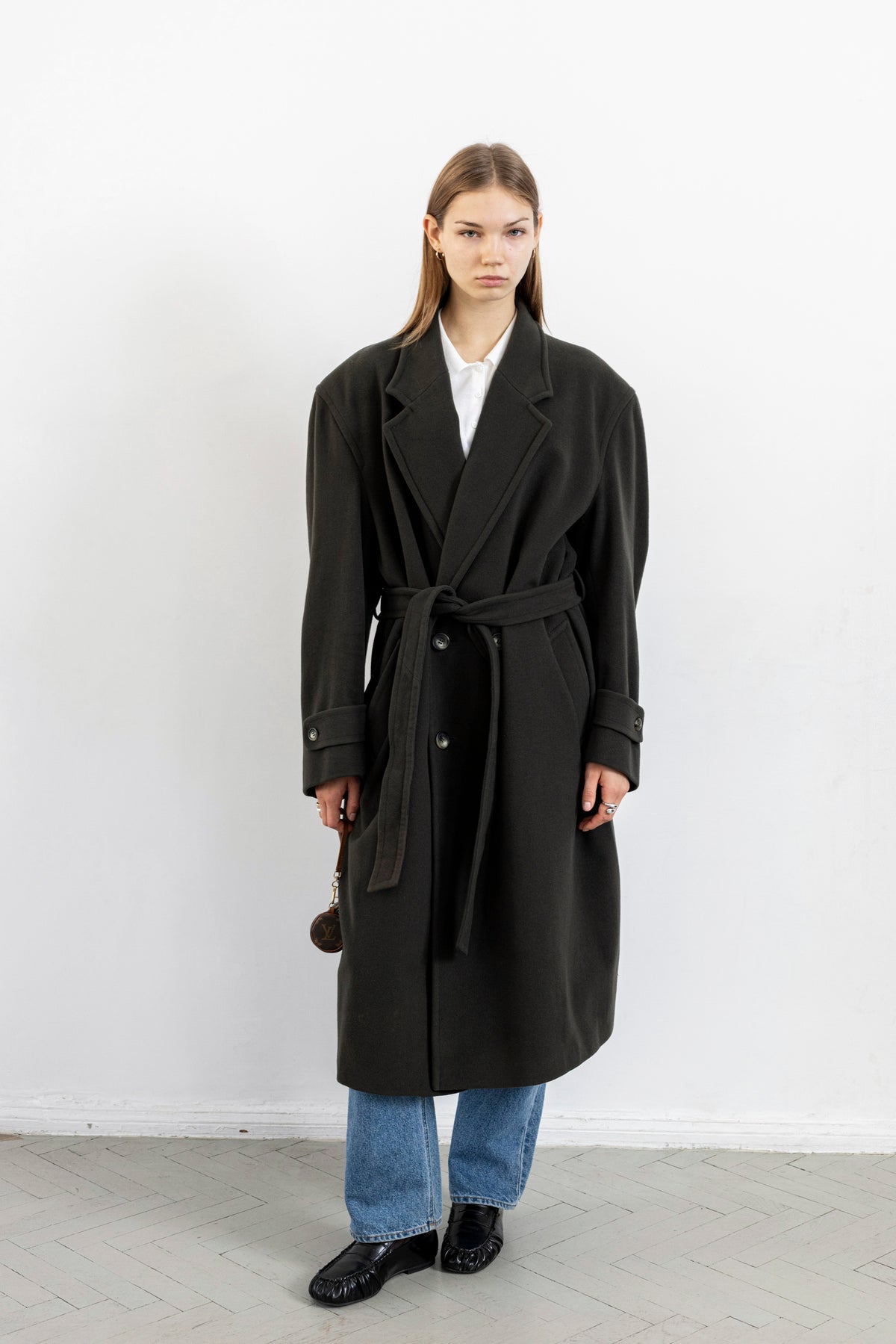 Vintage Khaki Green Wool Cashmere Coat