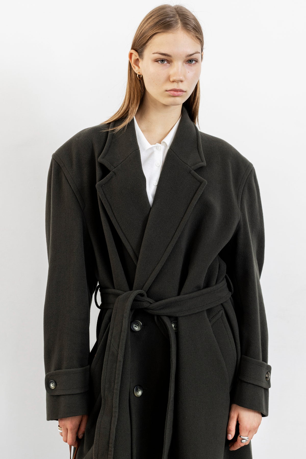 Vintage Khaki Green Wool Cashmere Coat