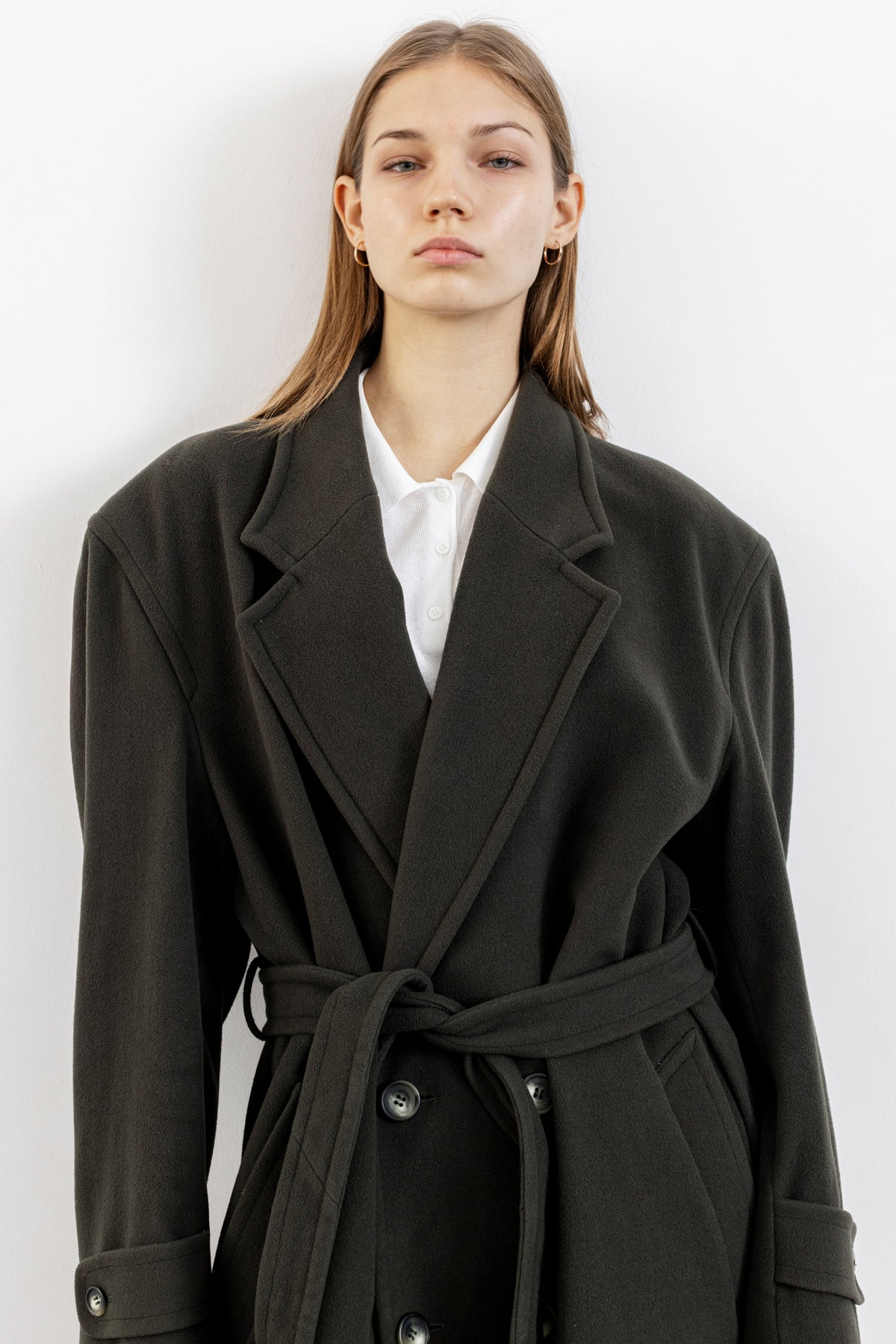 Vintage Khaki Green Wool Cashmere Coat