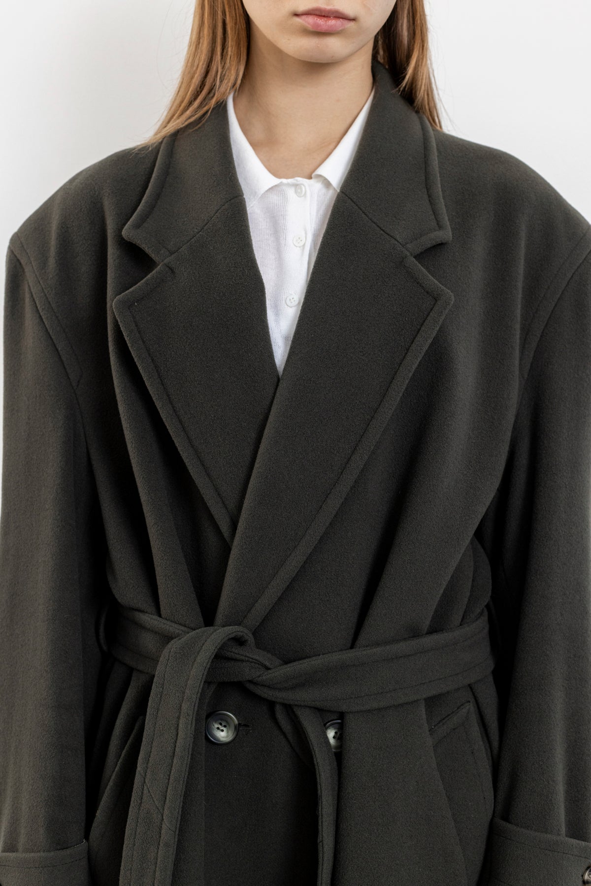 Vintage Khaki Green Wool Cashmere Coat