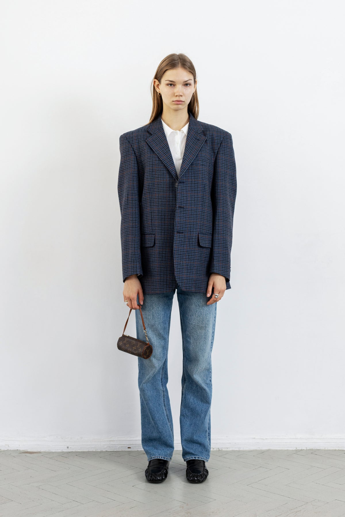 Vintage Blue Houndstooth Blazer