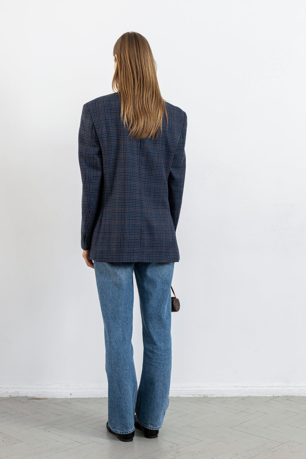 Vintage Blue Houndstooth Blazer