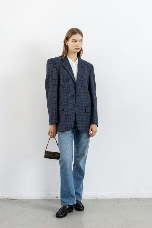Vintage Blue Houndstooth Blazer