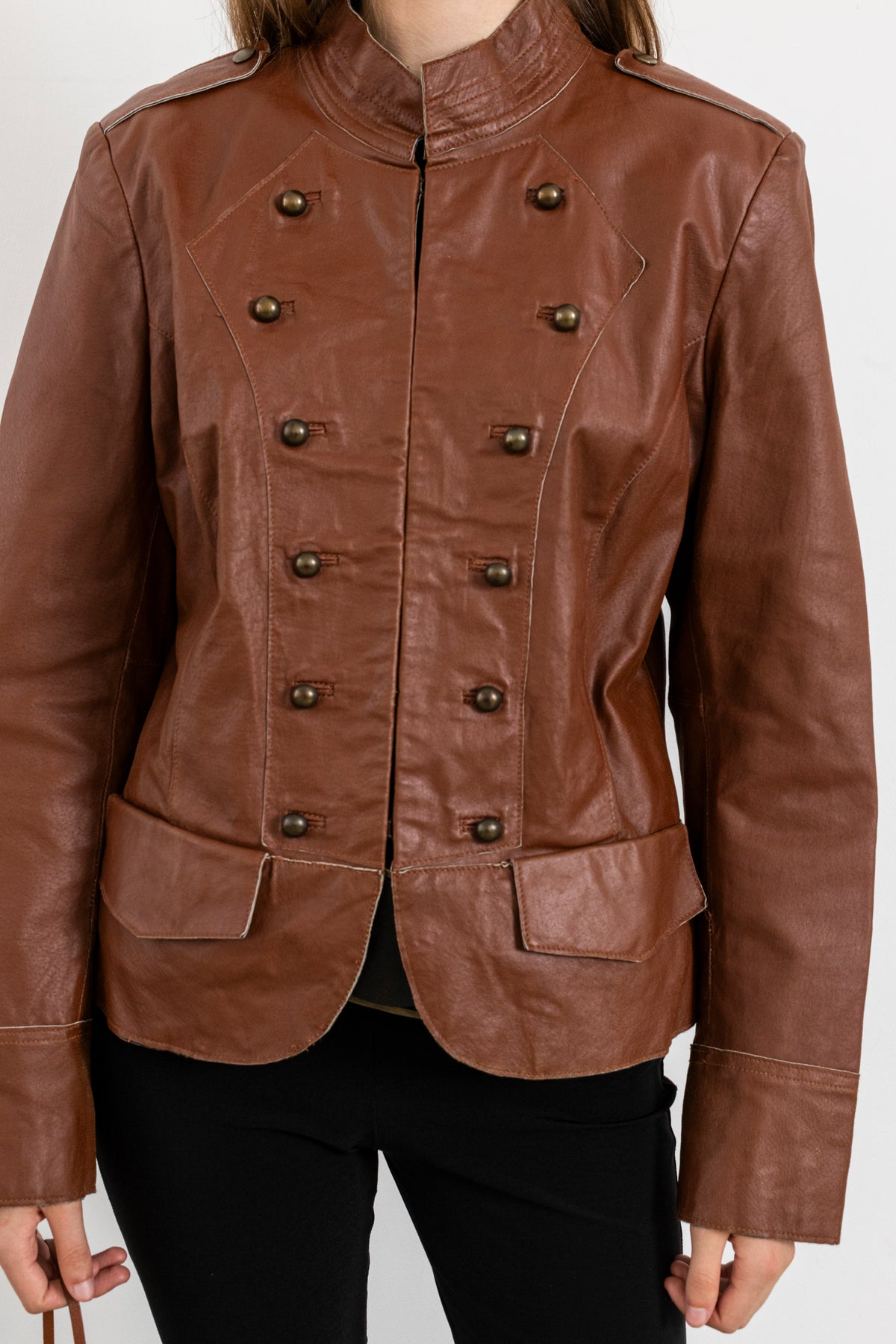 Vintage Brown Hussar Military Leather Jacket