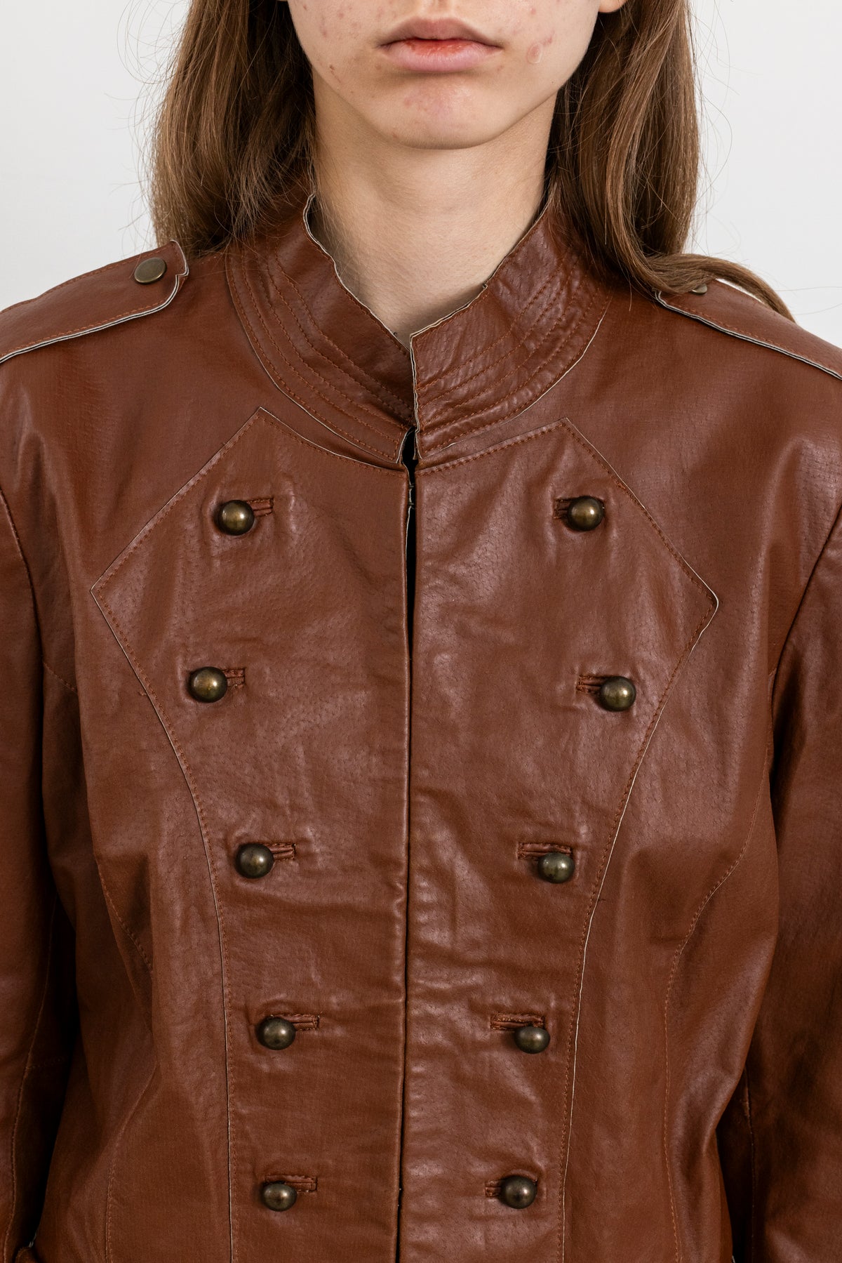 Vintage Brown Hussar Military Leather Jacket