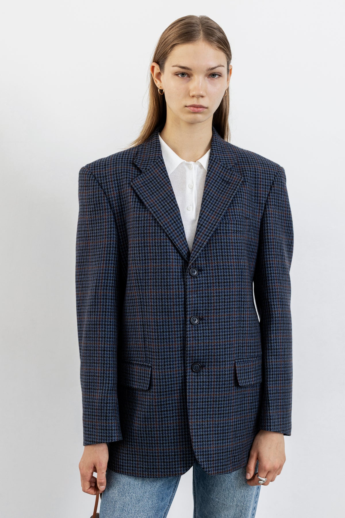 Vintage Blue Houndstooth Blazer