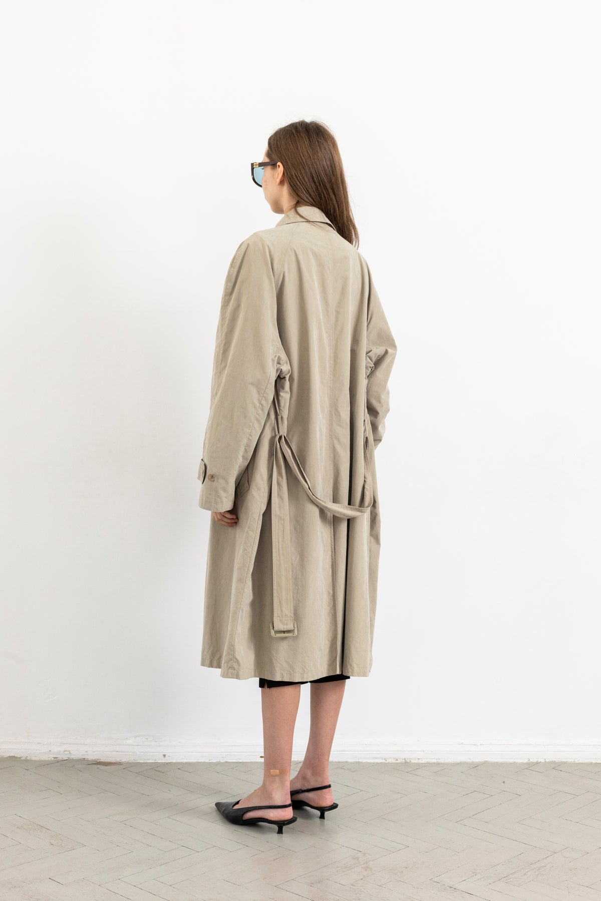 Vintage Beige Minimal Trench Coat