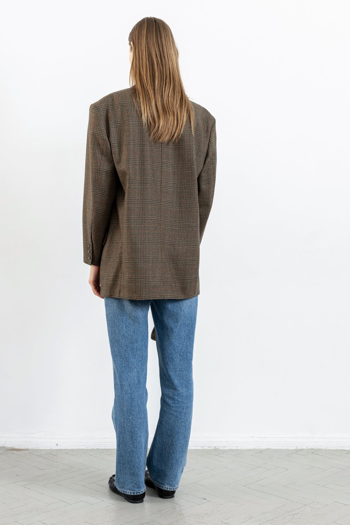 Vintage Brown Plaid 100% Wool Blazer