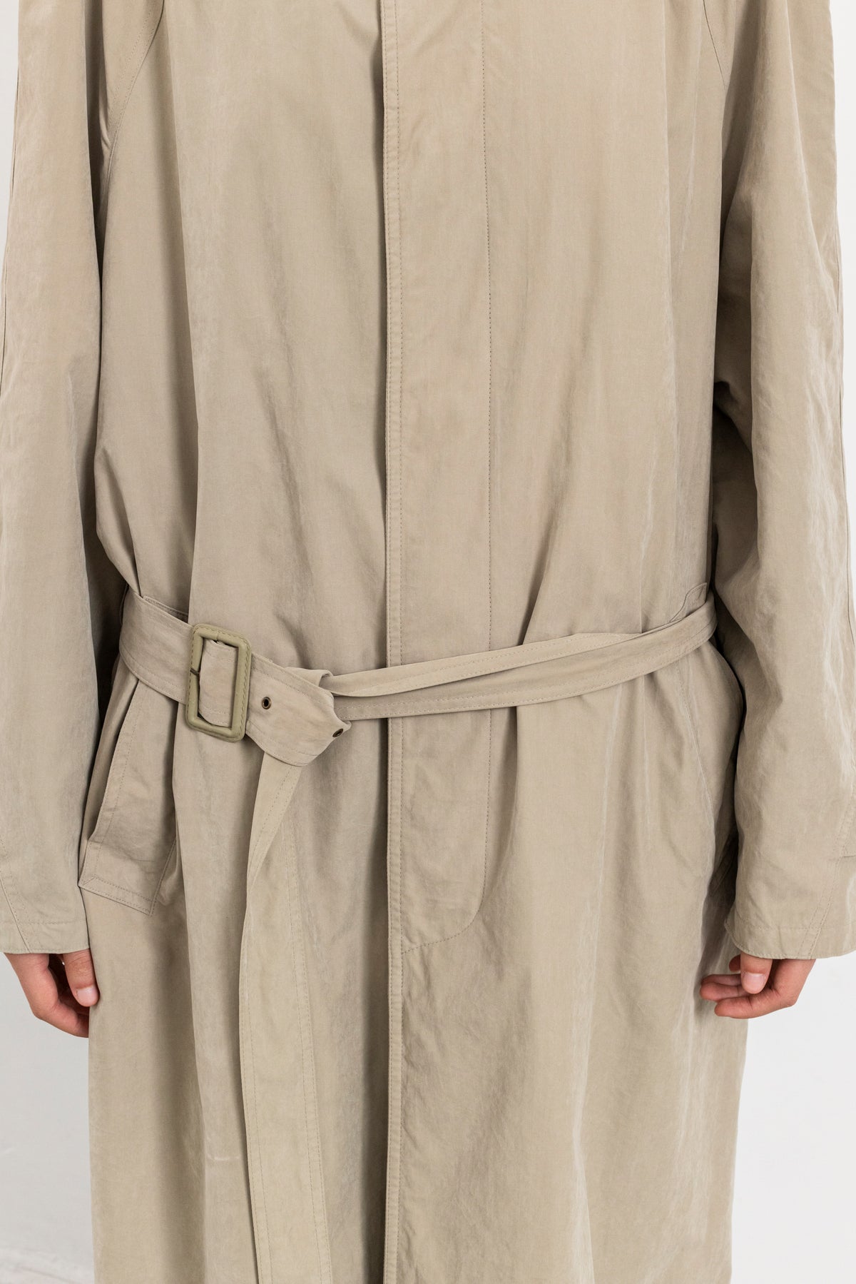 Vintage Beige Minimal Trench Coat