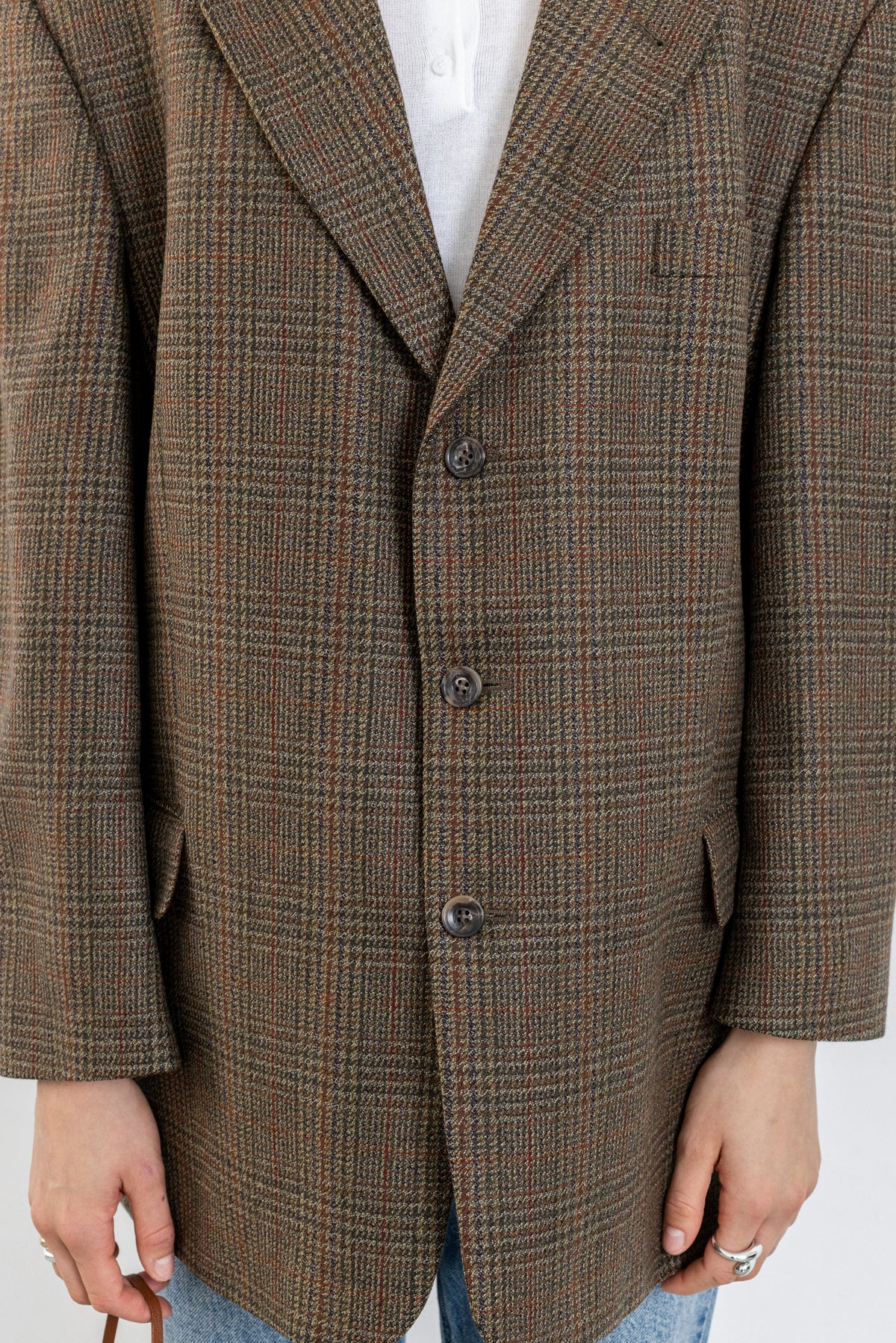 Vintage Brown Plaid 100% Wool Blazer