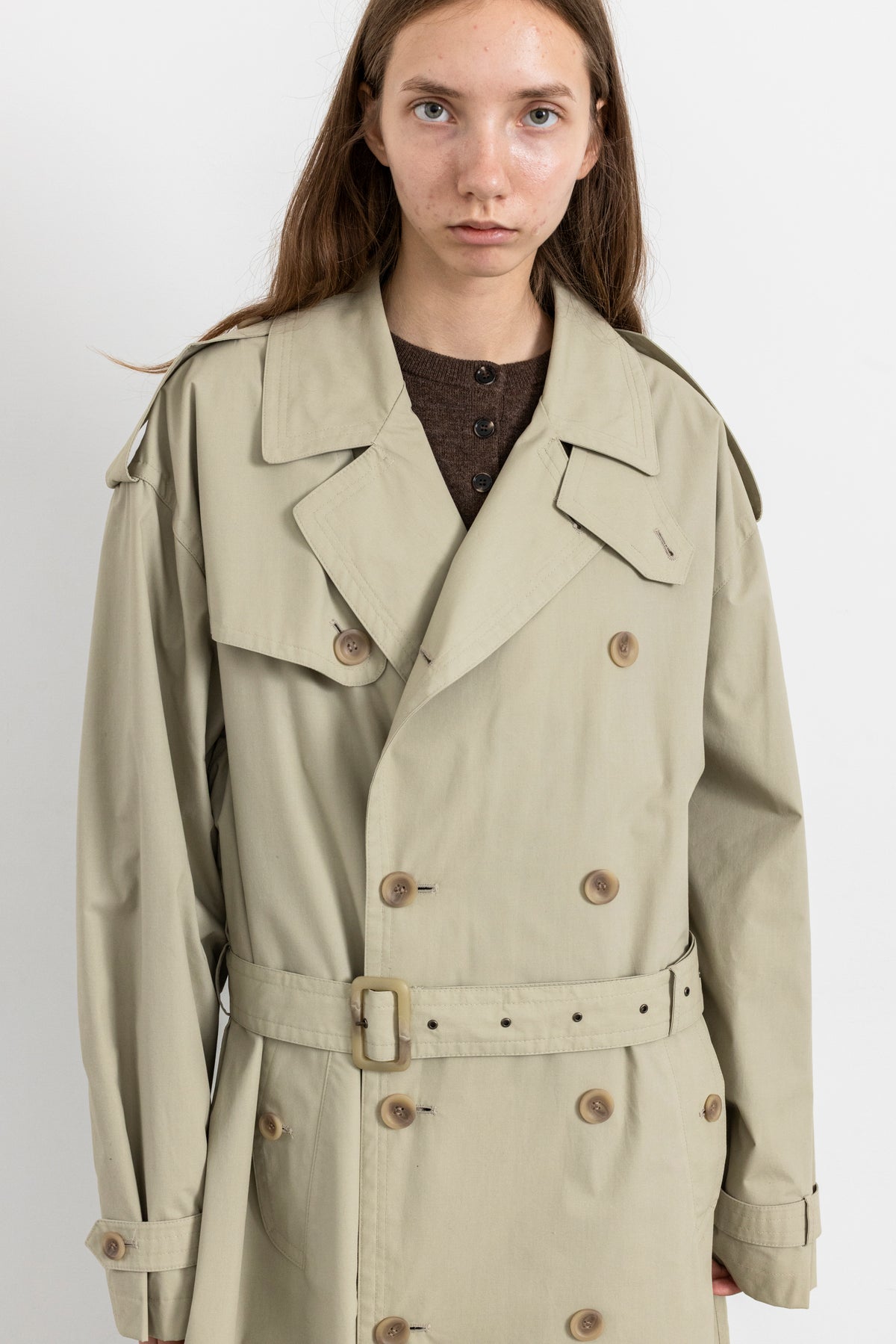 Vintage Beige Double Breasted Trench Coat