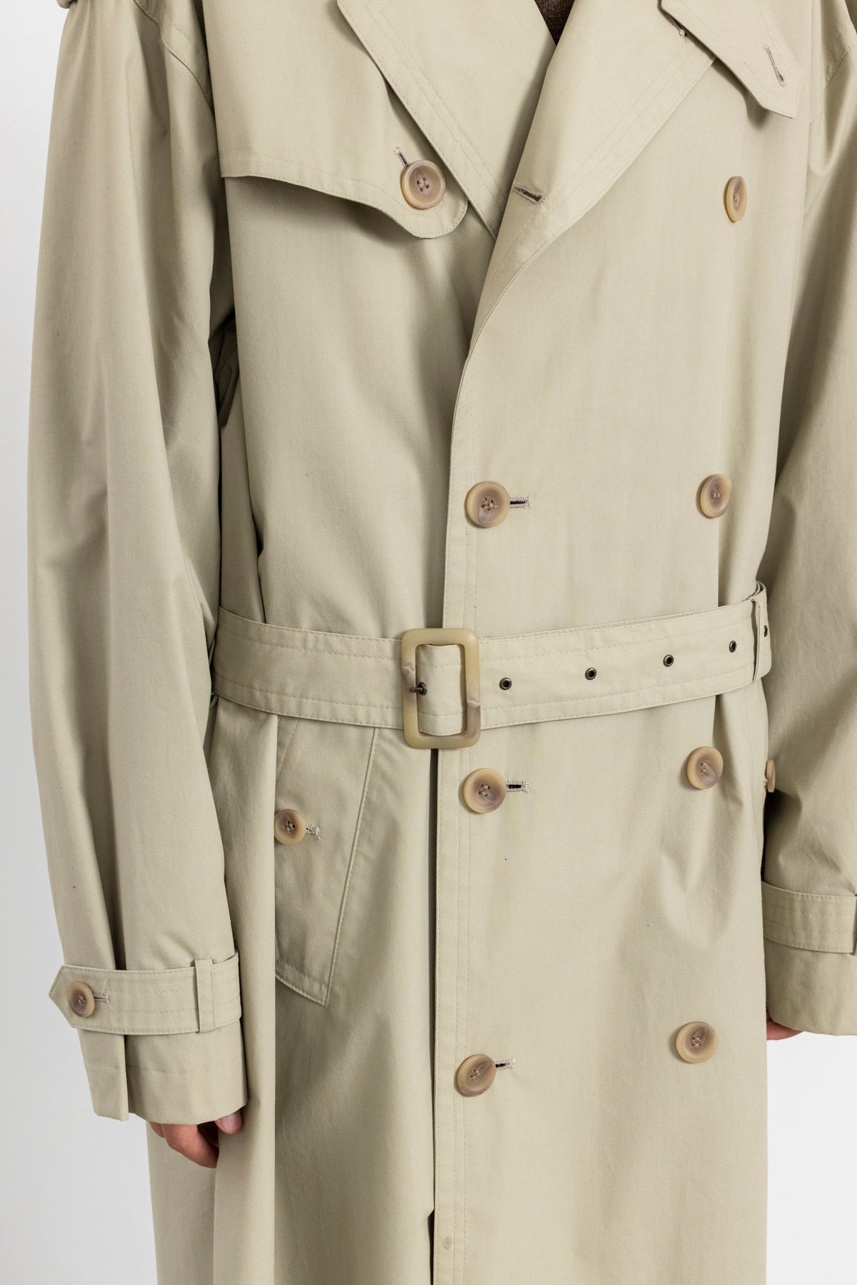 Vintage Beige Double Breasted Trench Coat