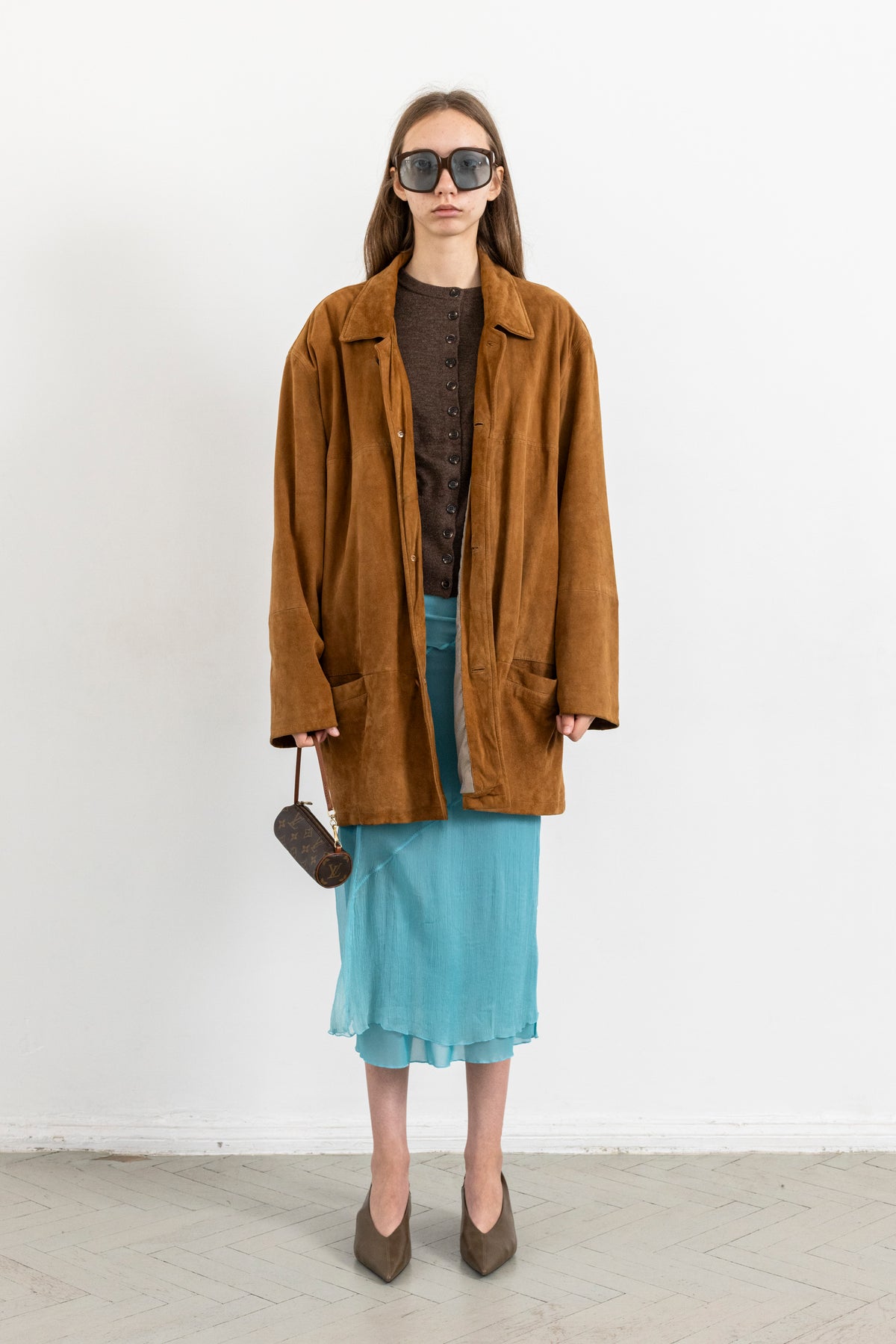 Vintage Mustard Brown Suede Leather Jacket