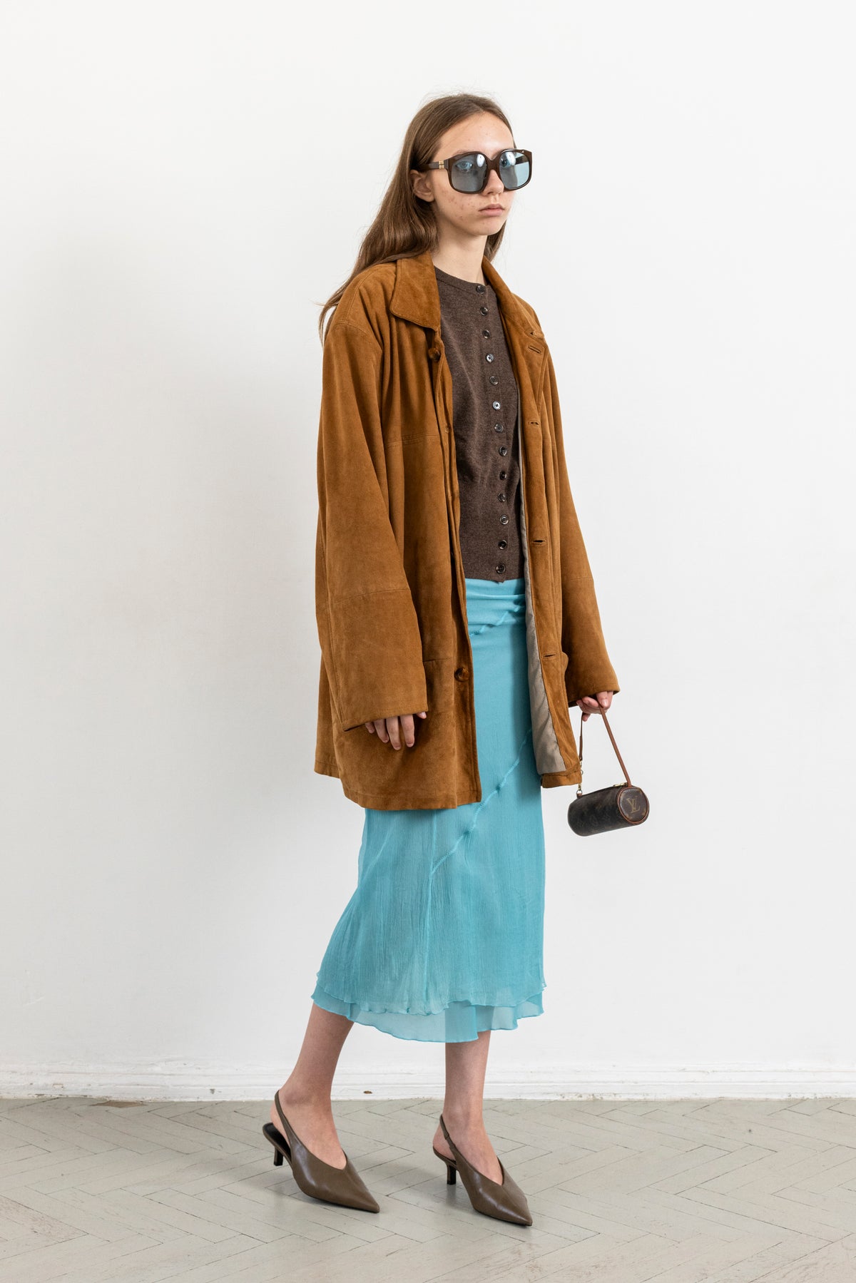 Vintage Mustard Brown Suede Leather Jacket