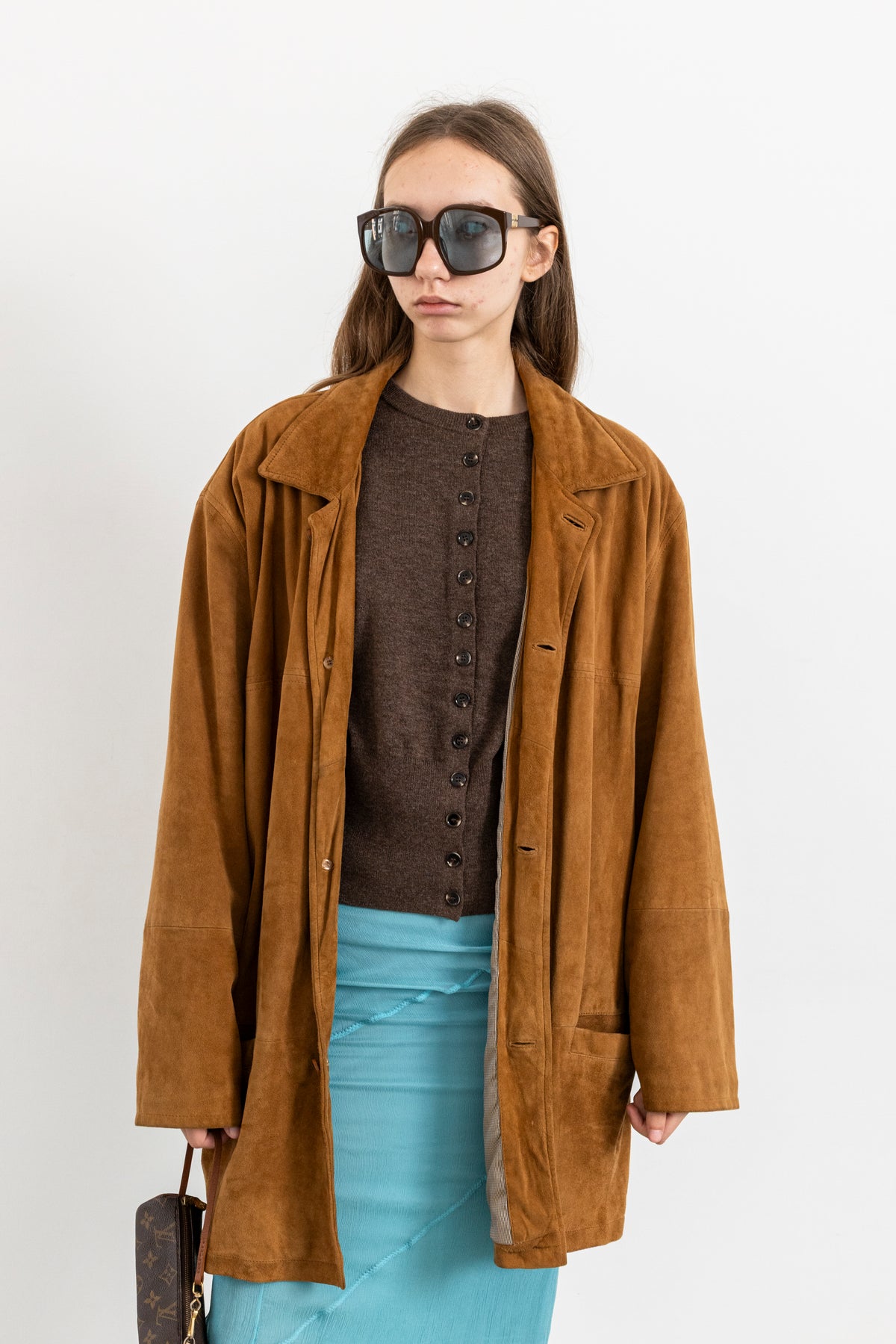 Vintage Mustard Brown Suede Leather Jacket