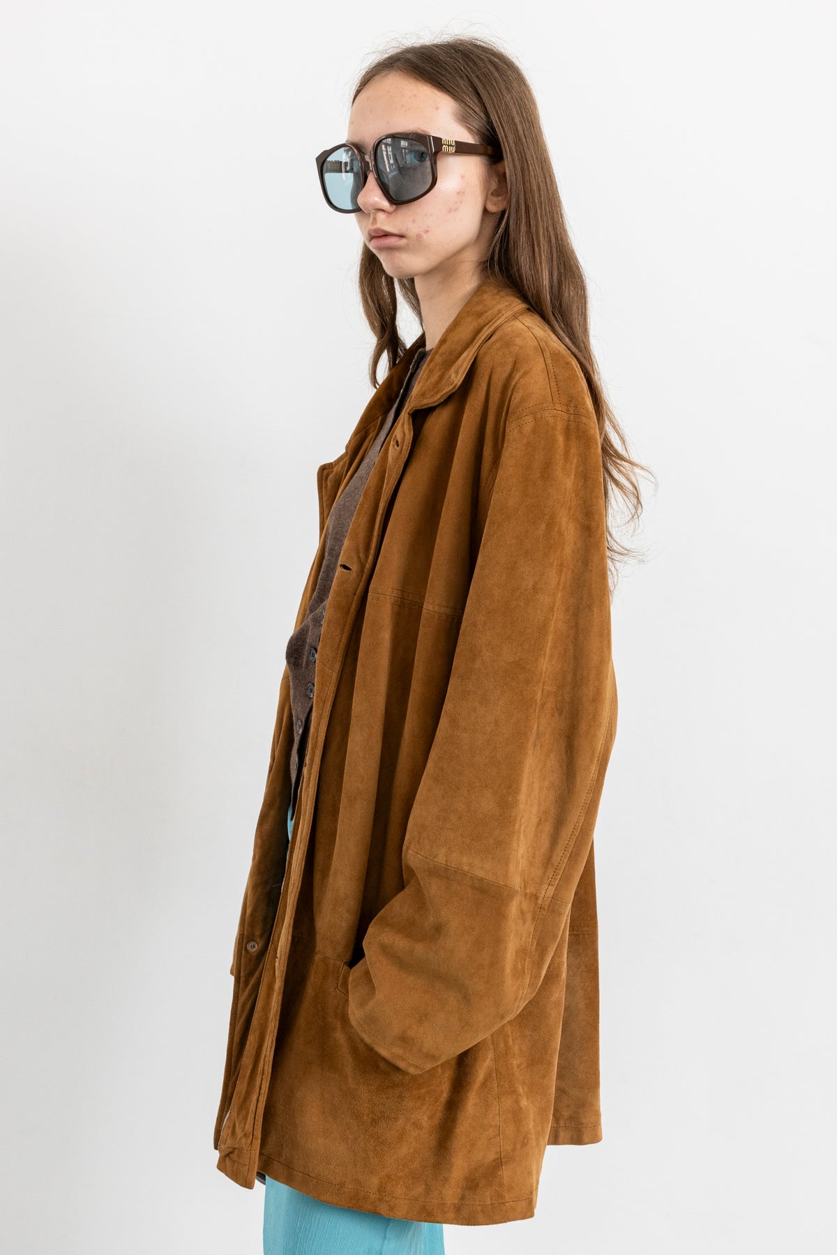 Vintage Mustard Brown Suede Leather Jacket