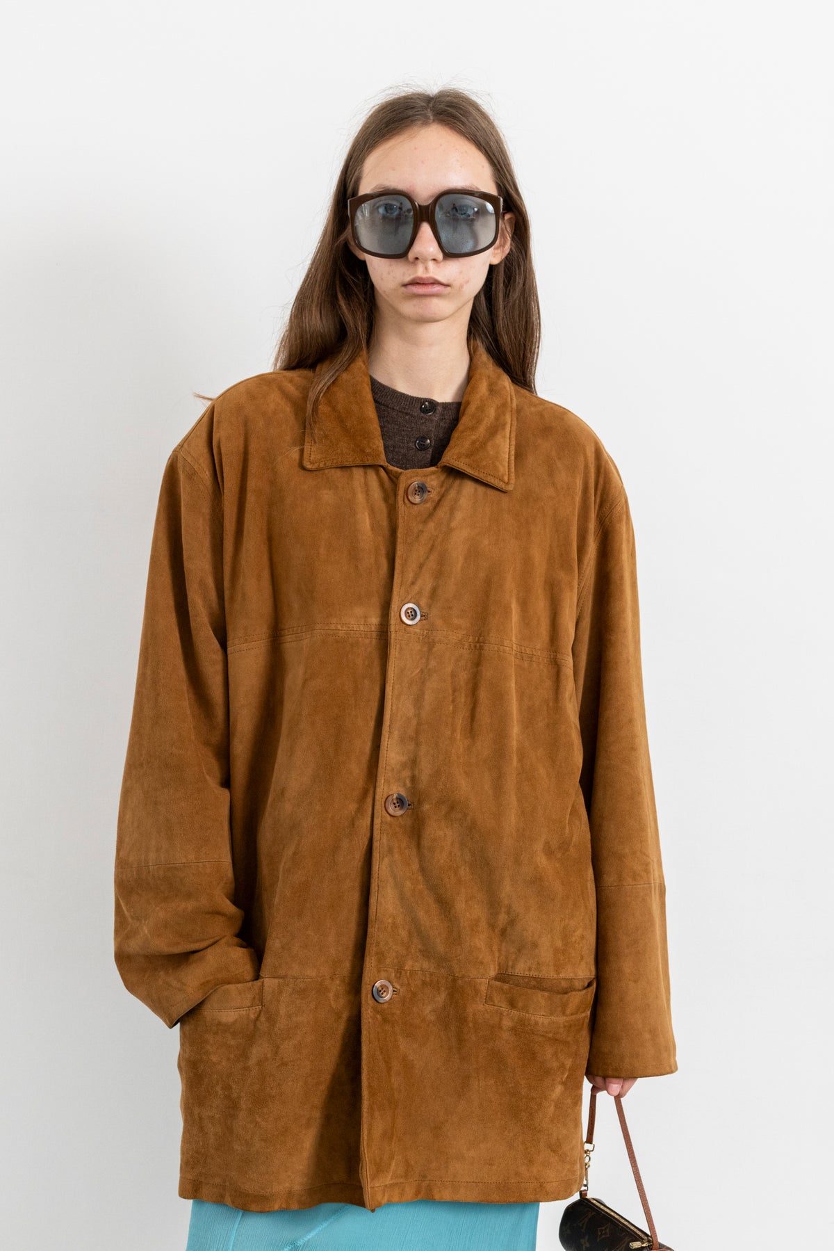 Vintage Mustard Brown Suede Leather Jacket